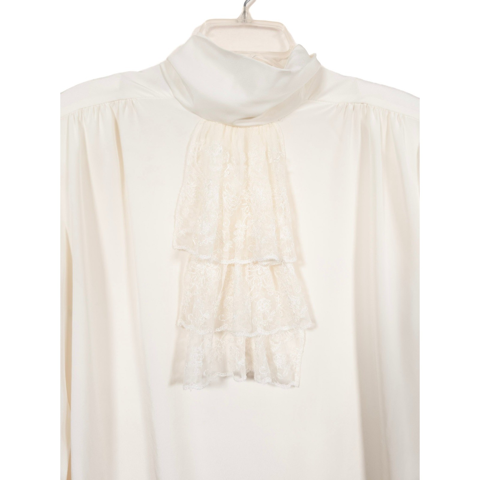 Vintage Anna Kriste Blouse Women 12 Ivory Victorian Romantic Secretary Edwardian