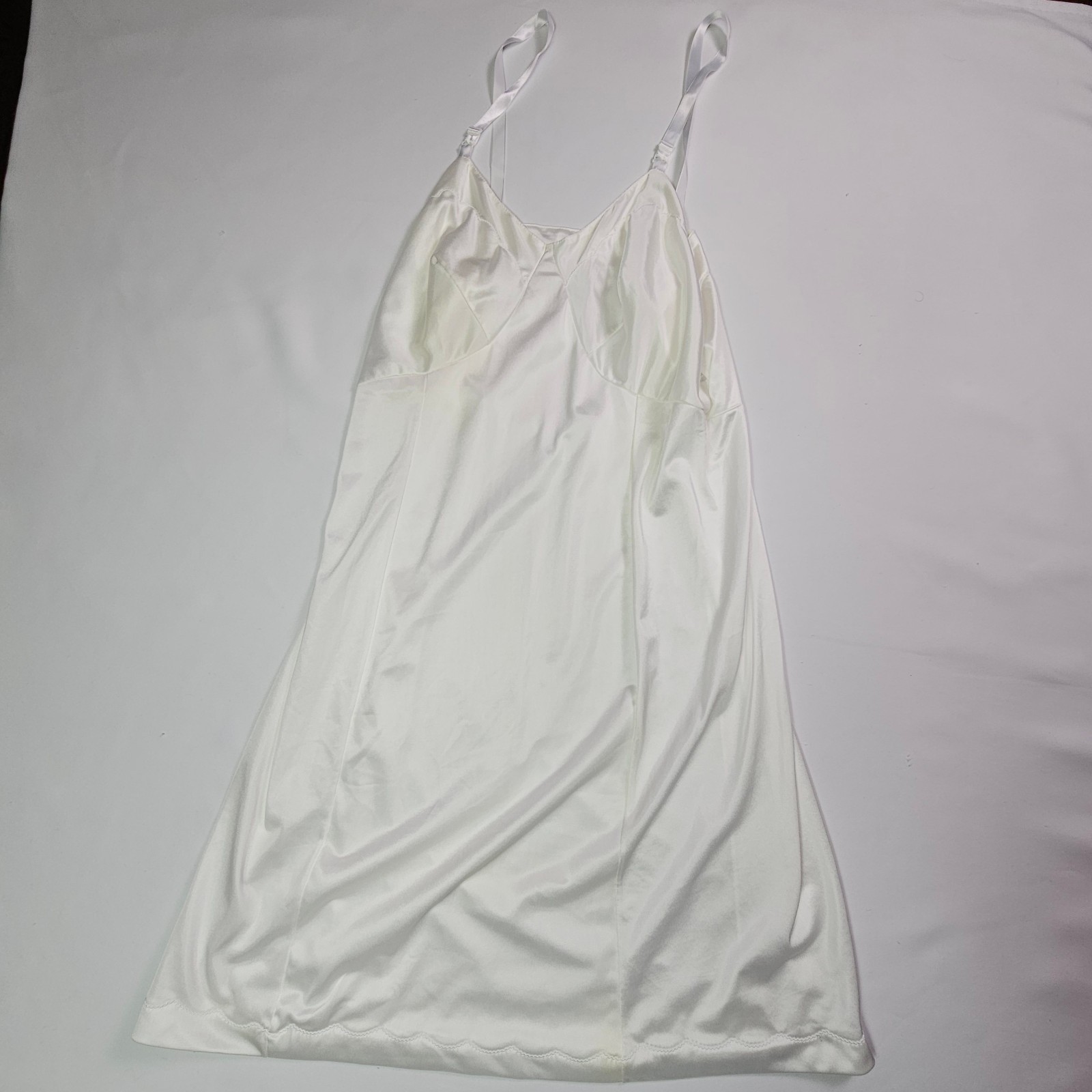 Vintage Sears White Full Slip Size 38 Short Nylon Anti-Cling Adjustable Straps