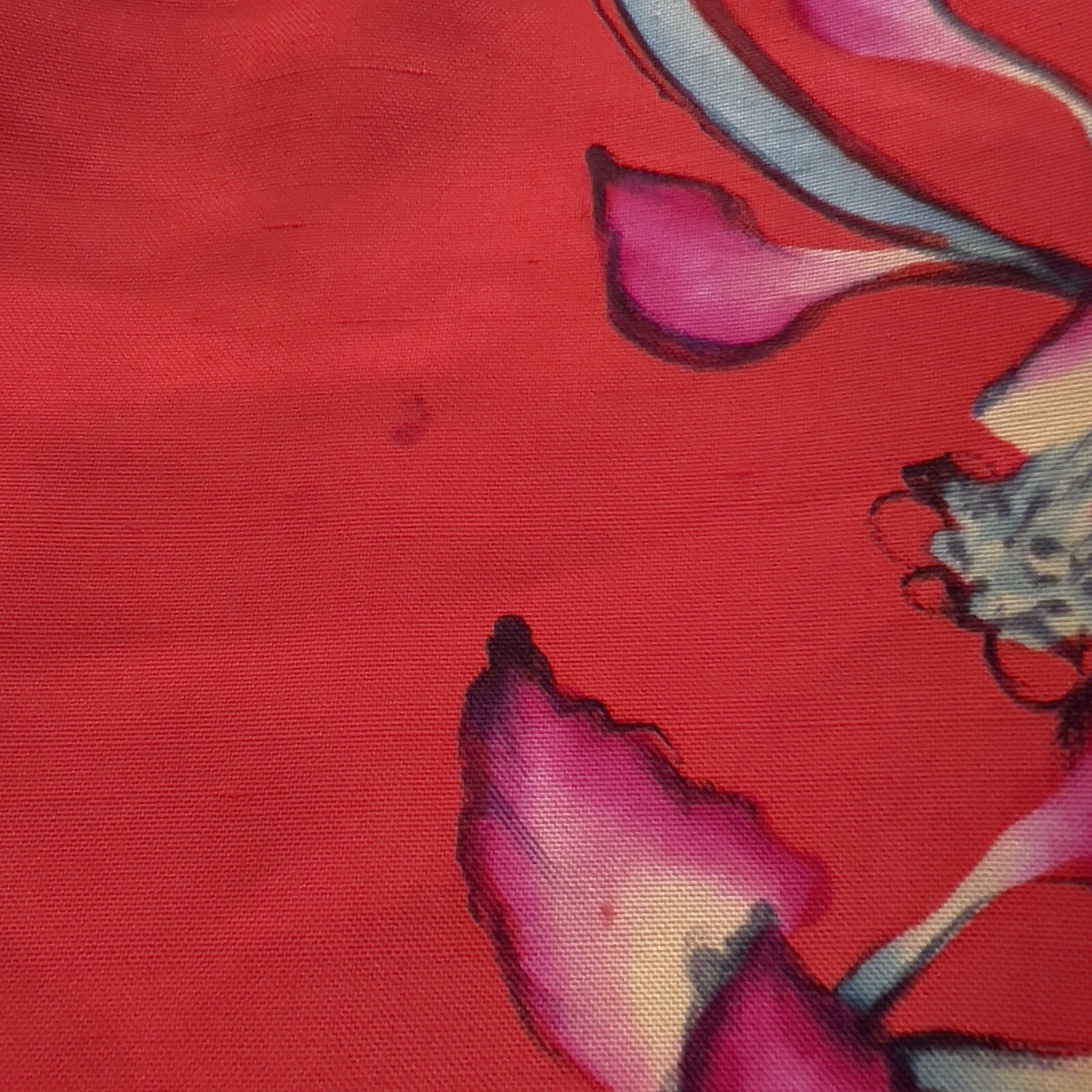 Vintage Yolanda Lorente Open Blazer Jacket 1X Floral Red Hand Painted 100% Silk