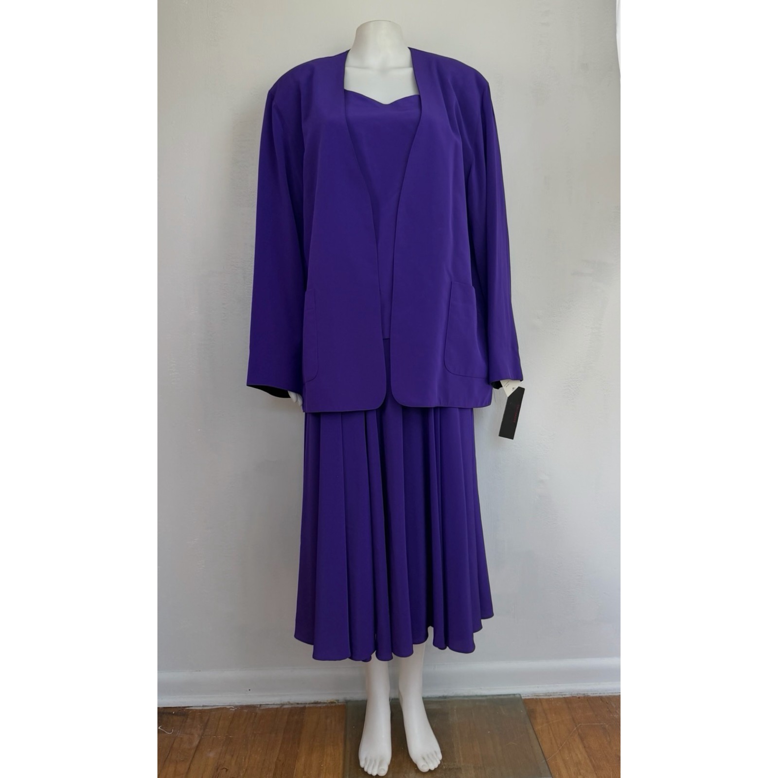 Vintage 3 Piece Outfit Set Size M/L 80s Purple Skirt Reversible Top & Jacket