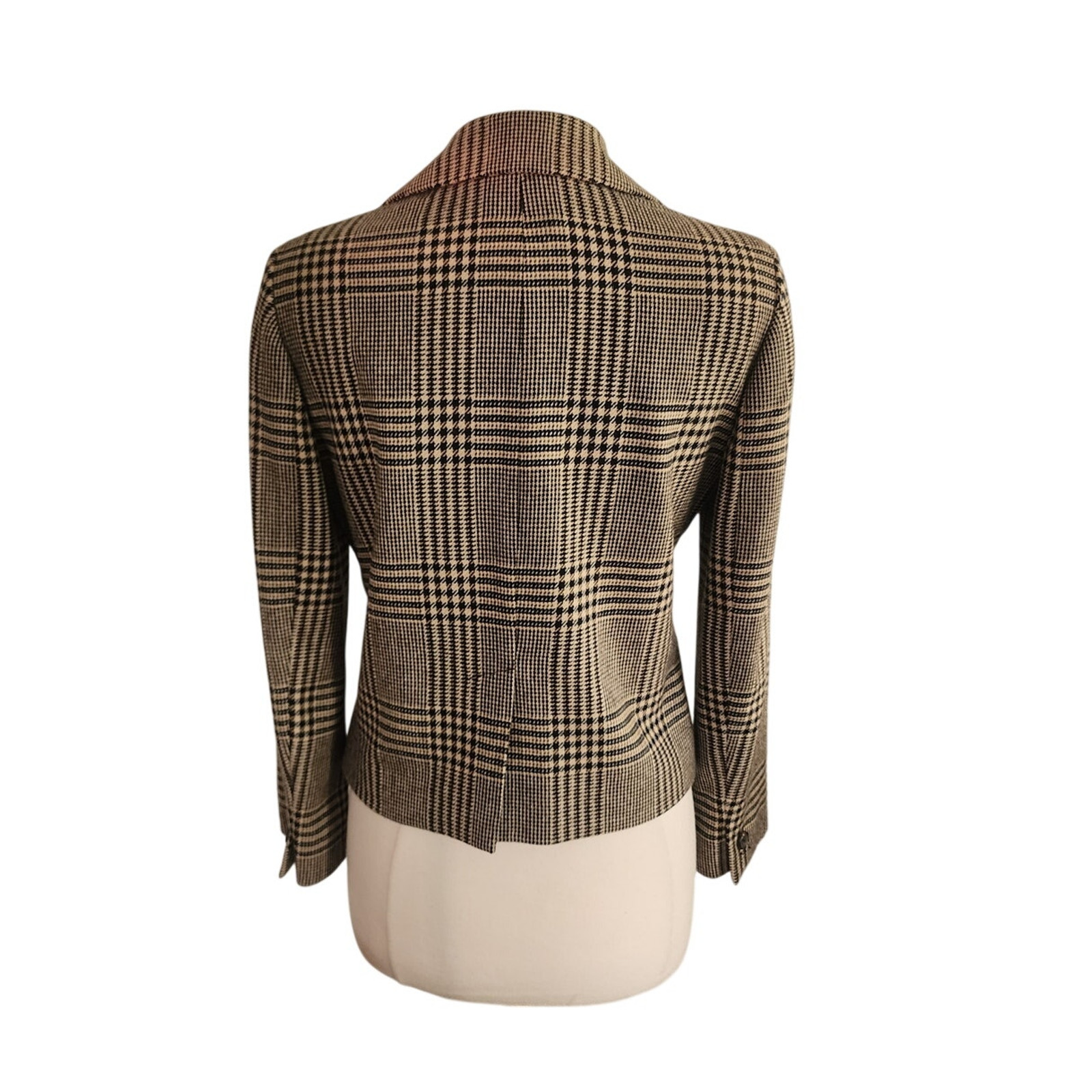 Vintage Y2K Cropped Blazer Houndstooth Wool Jacket Brooks Brothers