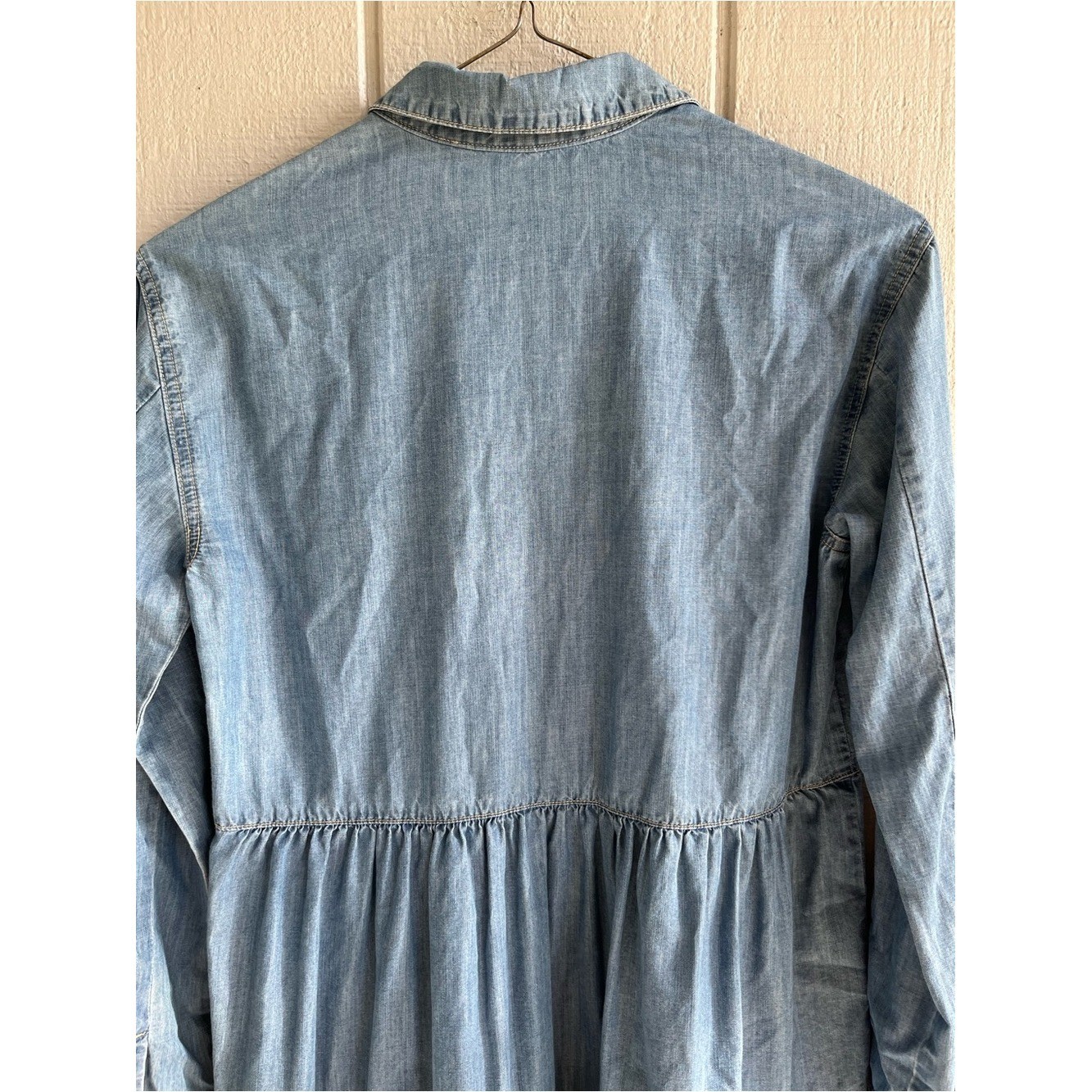Veronica Beard Chambray Long Sleeve Ruffle Mini Dress Atari Size 0
