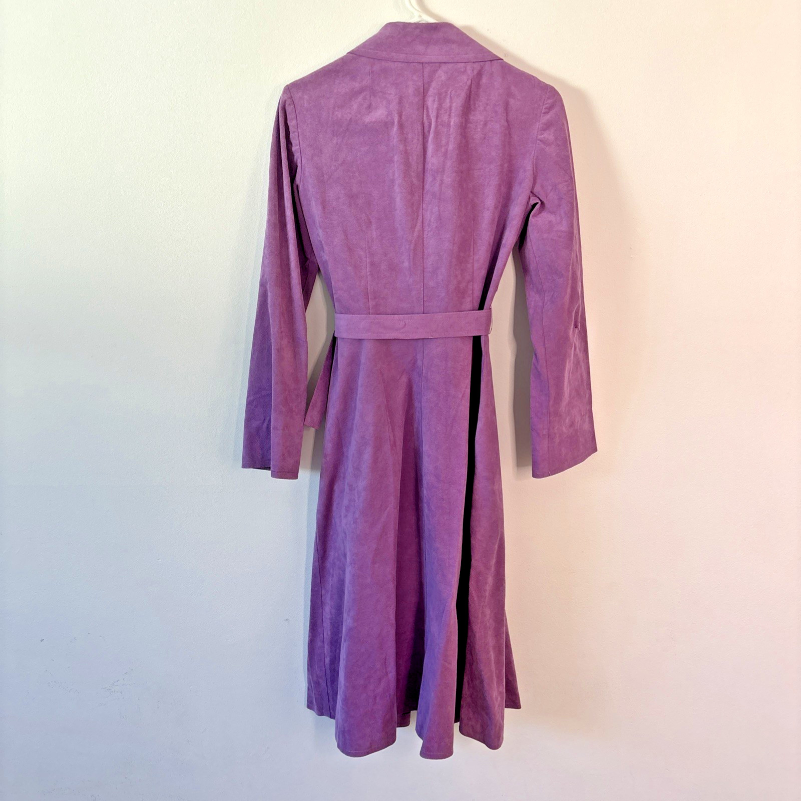 Vintage 70’s Mollie Parnis Purple Ultra Suede Trench Coat S/M