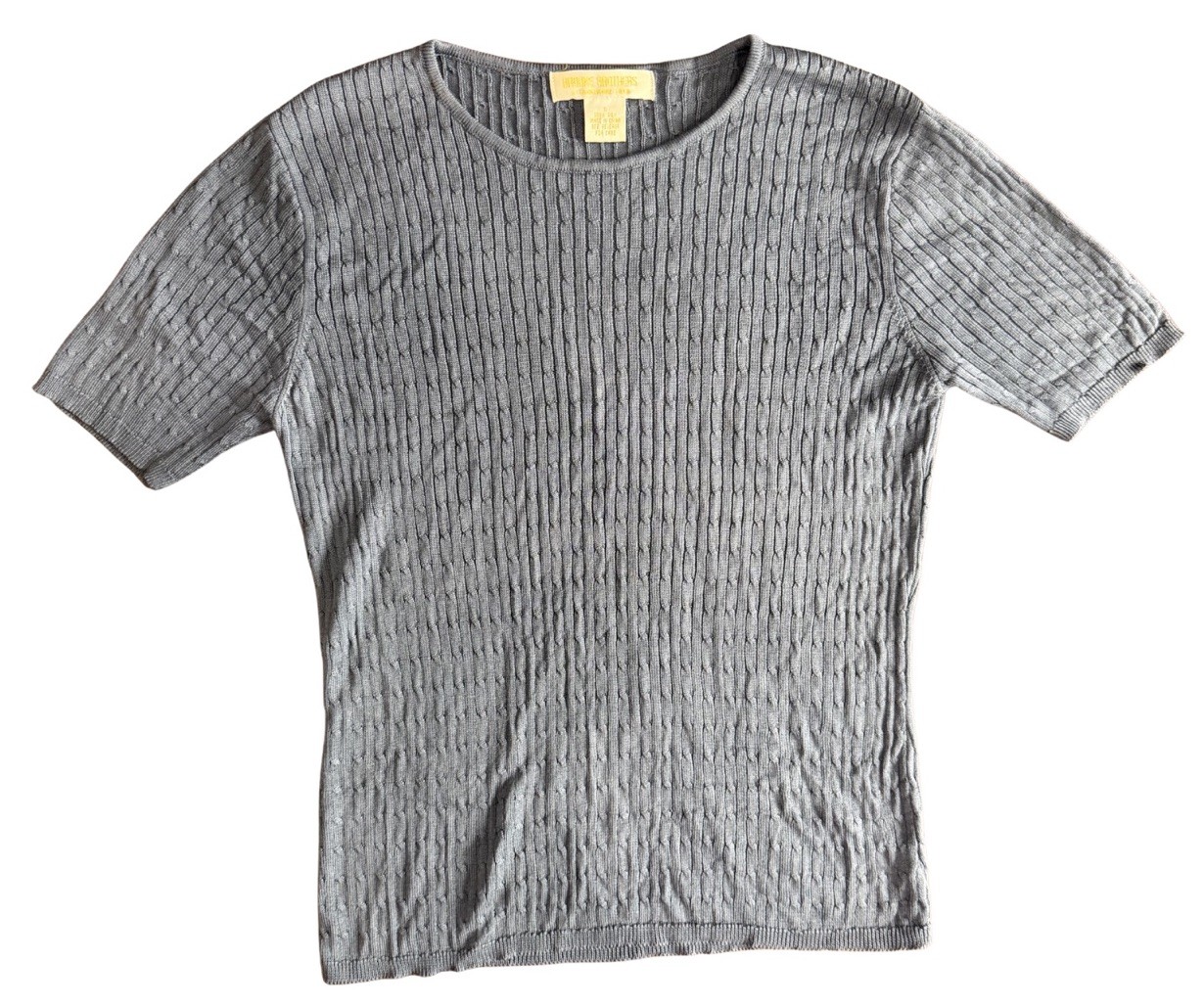 Vintage Brooks Brothers Silk Ribbed Knit Top S Dusty Blue Preppy Old Money Y2K