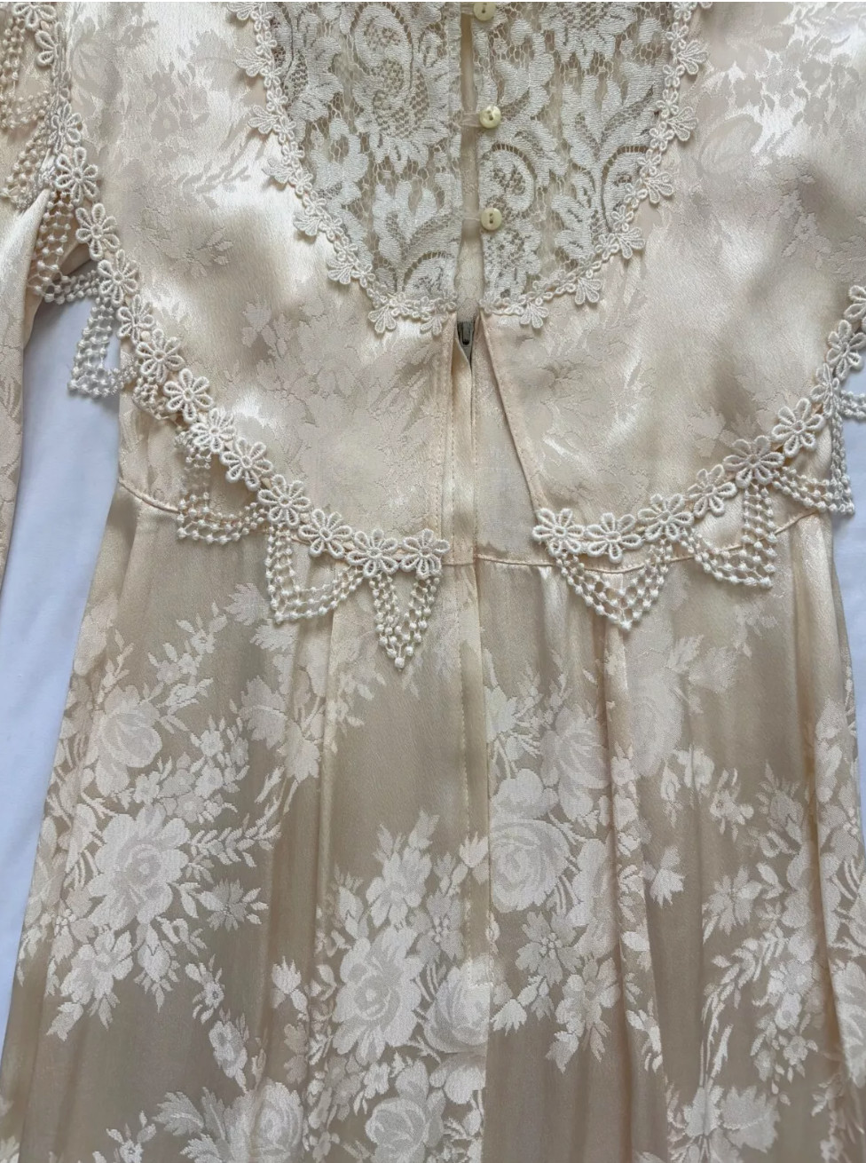 VTG Jessica McClintock Ivory Lace Wedding Dress Sz 4 / 6 Whimsigoth 80’s *READ