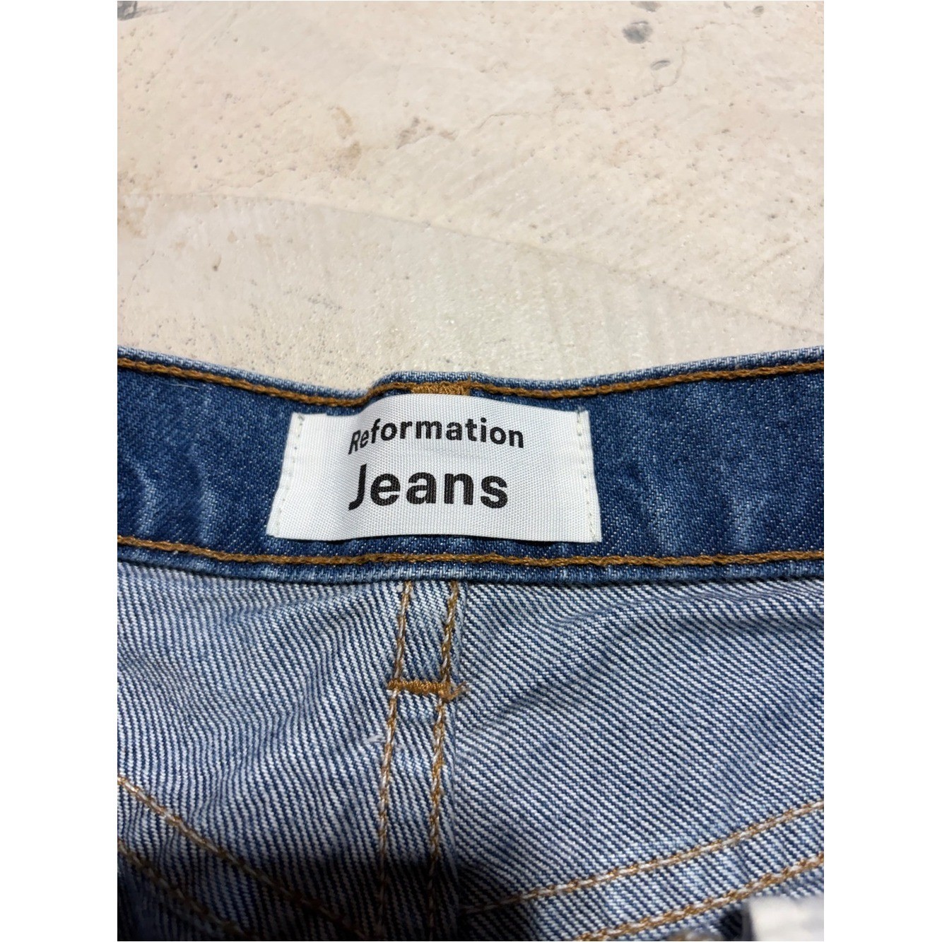 Reformation Dixie High-Rise Distressed Denim Shorts 26