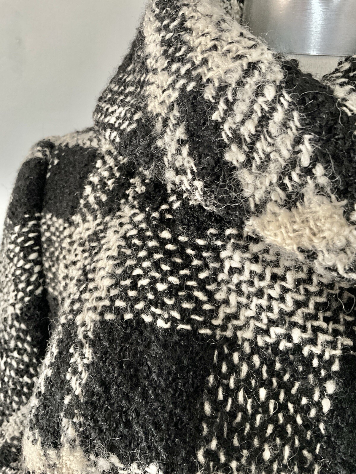Vintage 1960’s Pauline Trigere Monochromatic Plaid Wool Tweed Coat