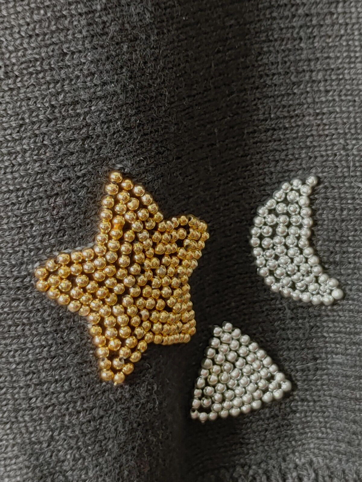 VTG EMINENT SWEATER „S” CREW NECK SCHOULDER PADS BEADED GOLD STARS SILVER MOON