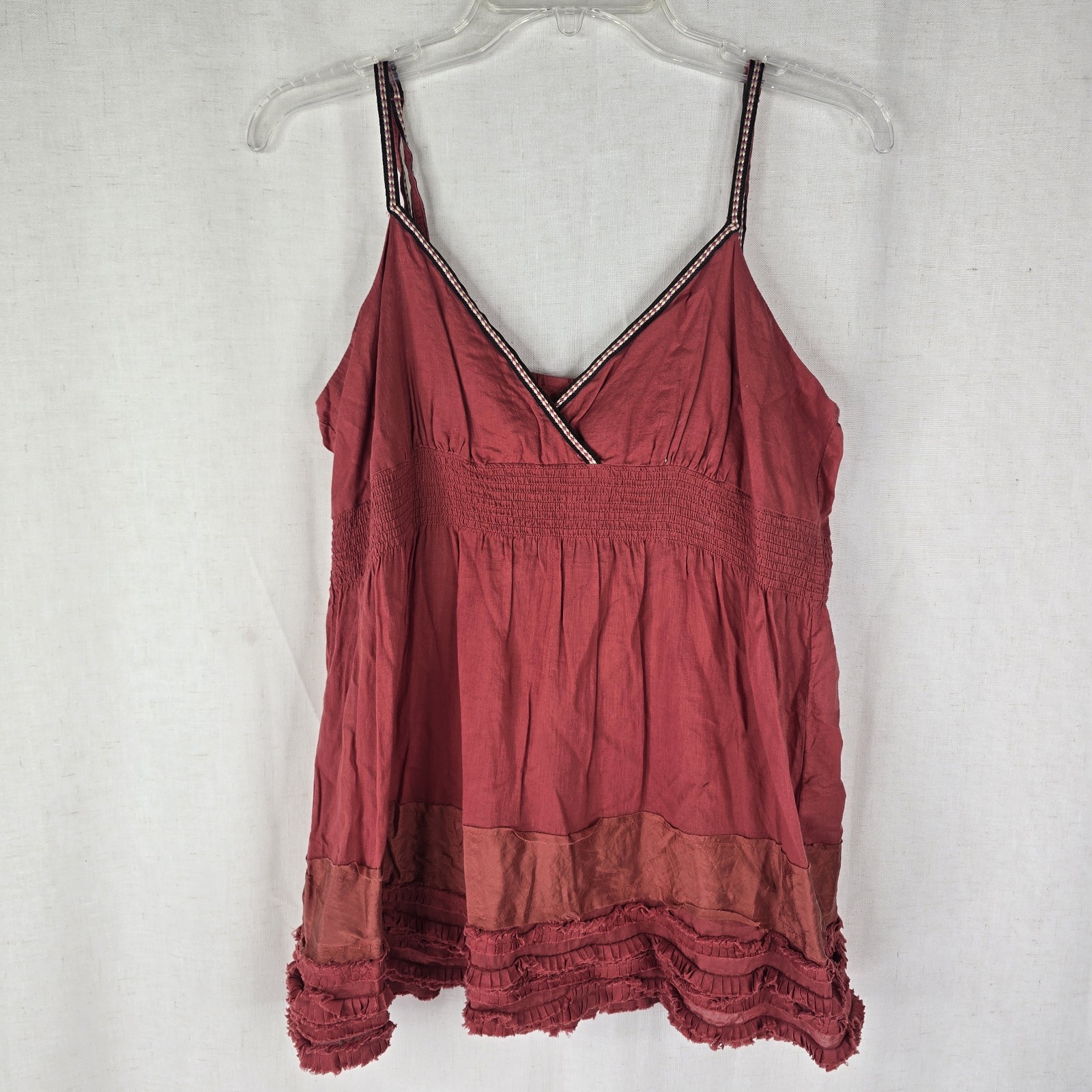 Old Navy Womens Large Spaghetti Strap Y2k Babydoll Terracotta Red Vneck Vintage