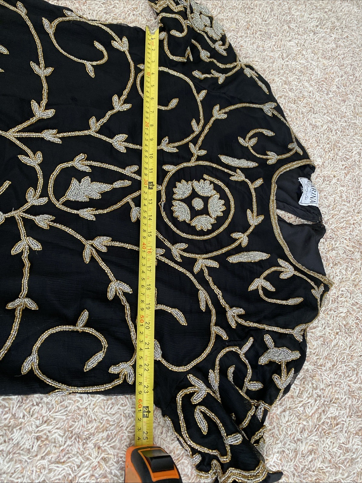 Vtg Carina Women’s Lot Of 2 Silk Beaded Two Piece Outfit Top Skirt Black Sz 3XL