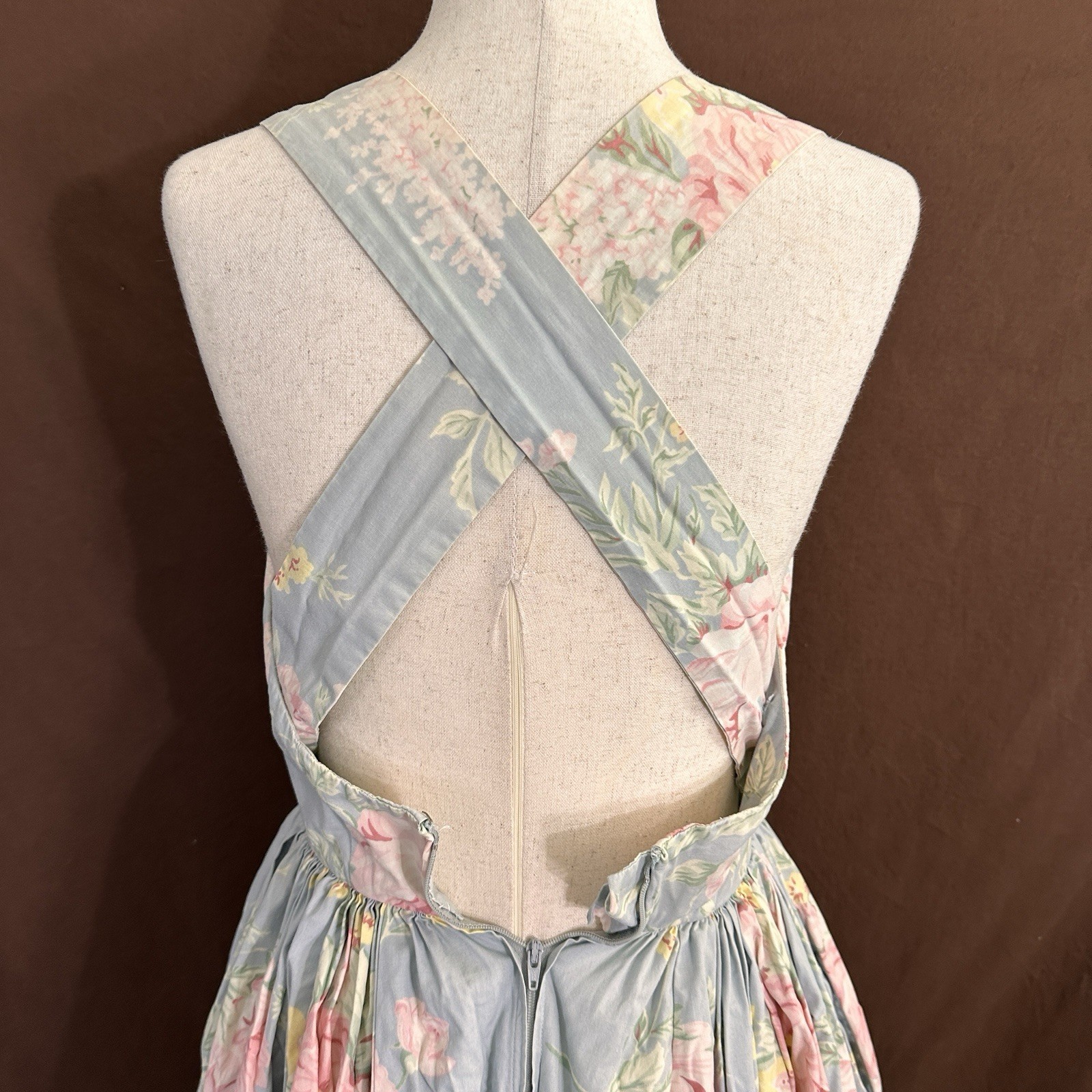 Vtg Banana Republic Sun Dress 4 Cotton Midi 70-80s Floral Garden Rose