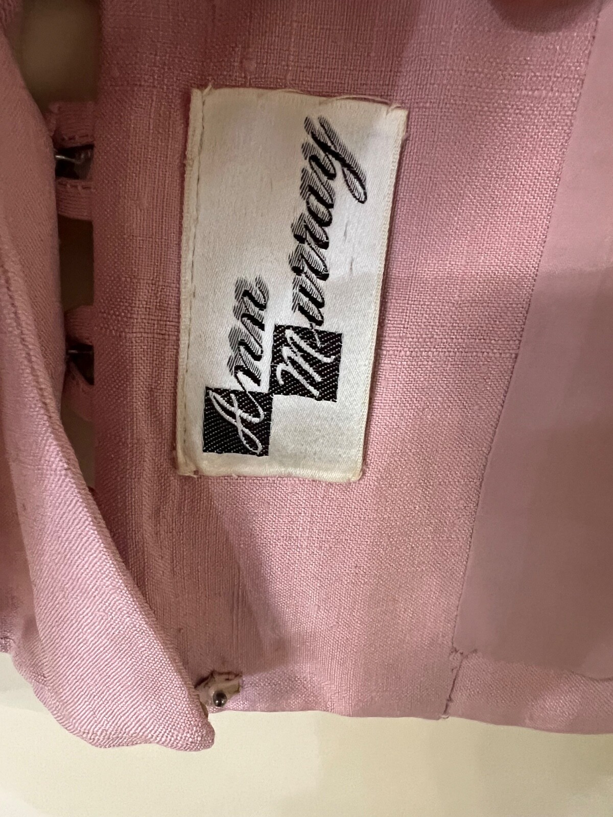 1950’s 60s Ann Murray Silk Dupioni Sheath Jacket Pink 3/4 sleeves Large 40″ bust