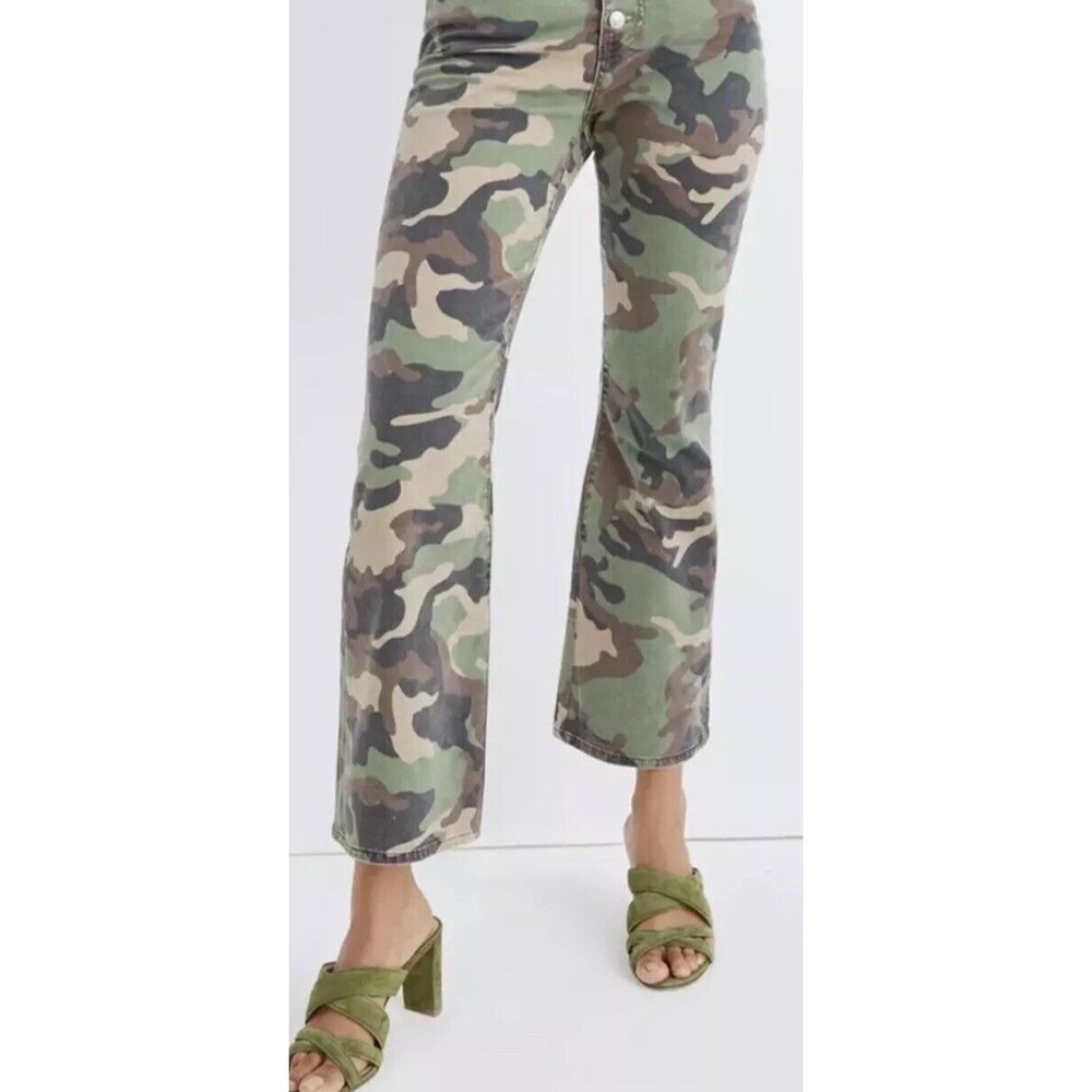 NWT $298 Veronica Beard Carly Kick Flare High Rise Jeans Camo Women’s 26