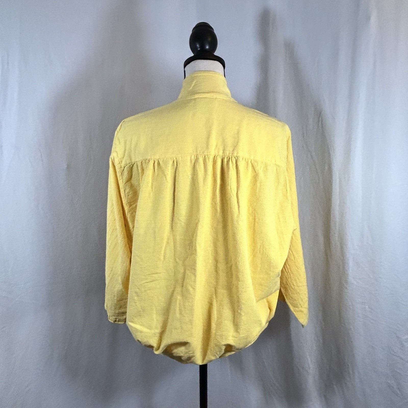 Vintage 80’s Bright Yellow Cotton Tie Front Shirt Blouse Aries & Taurus size M/L