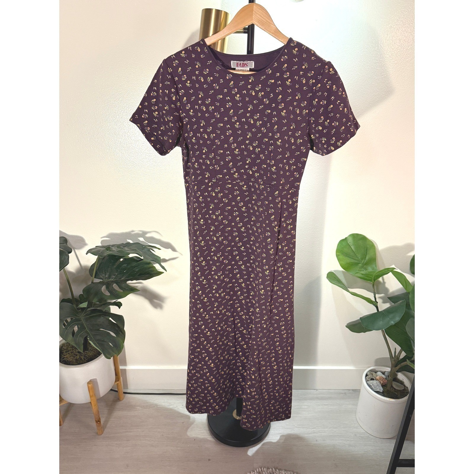 Vintage Fads off duty teacher purple Maxi GUC Short Sleeve 90s Cottagecore Small