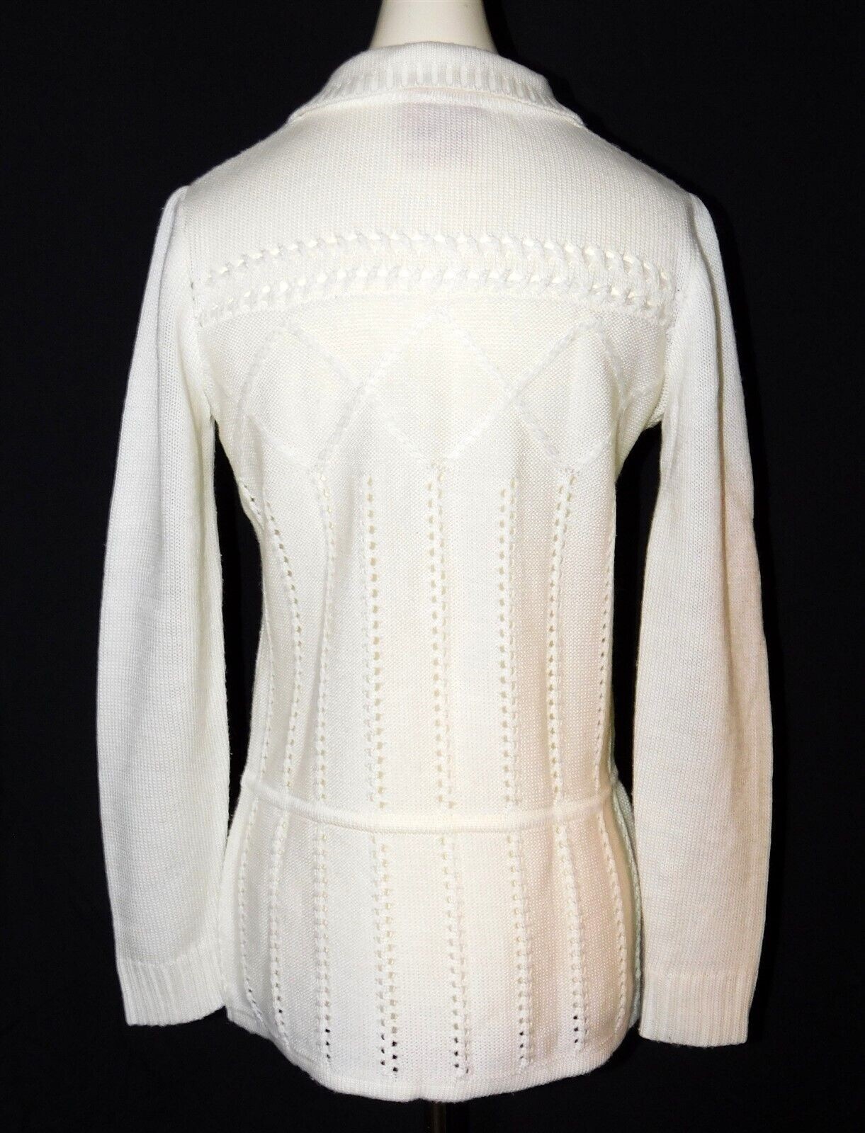 Vintage COURREGES Paris White Tie Waist Knit Cardigan Sweater Size B