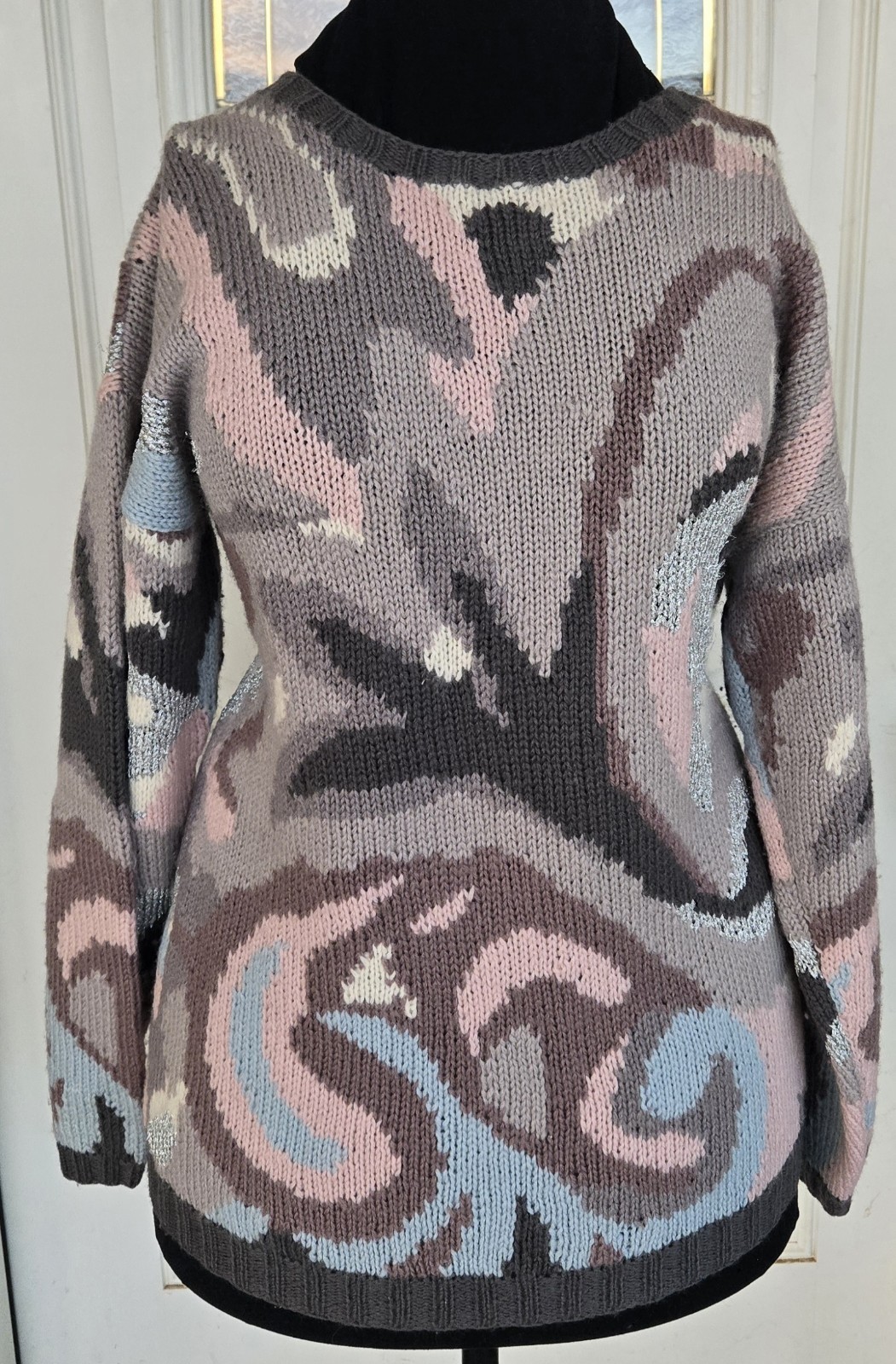 1980s CAROLE LITTLE FOR ST TROPEZ WEST Pastel Wool Angora Metallic Sweater Sz M