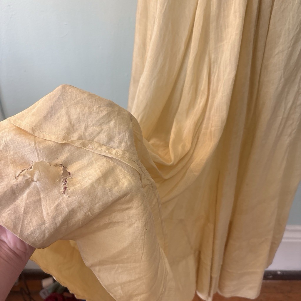 Antique Edwardian cream silk cotton lawn garden party wedding gown dress 1900s