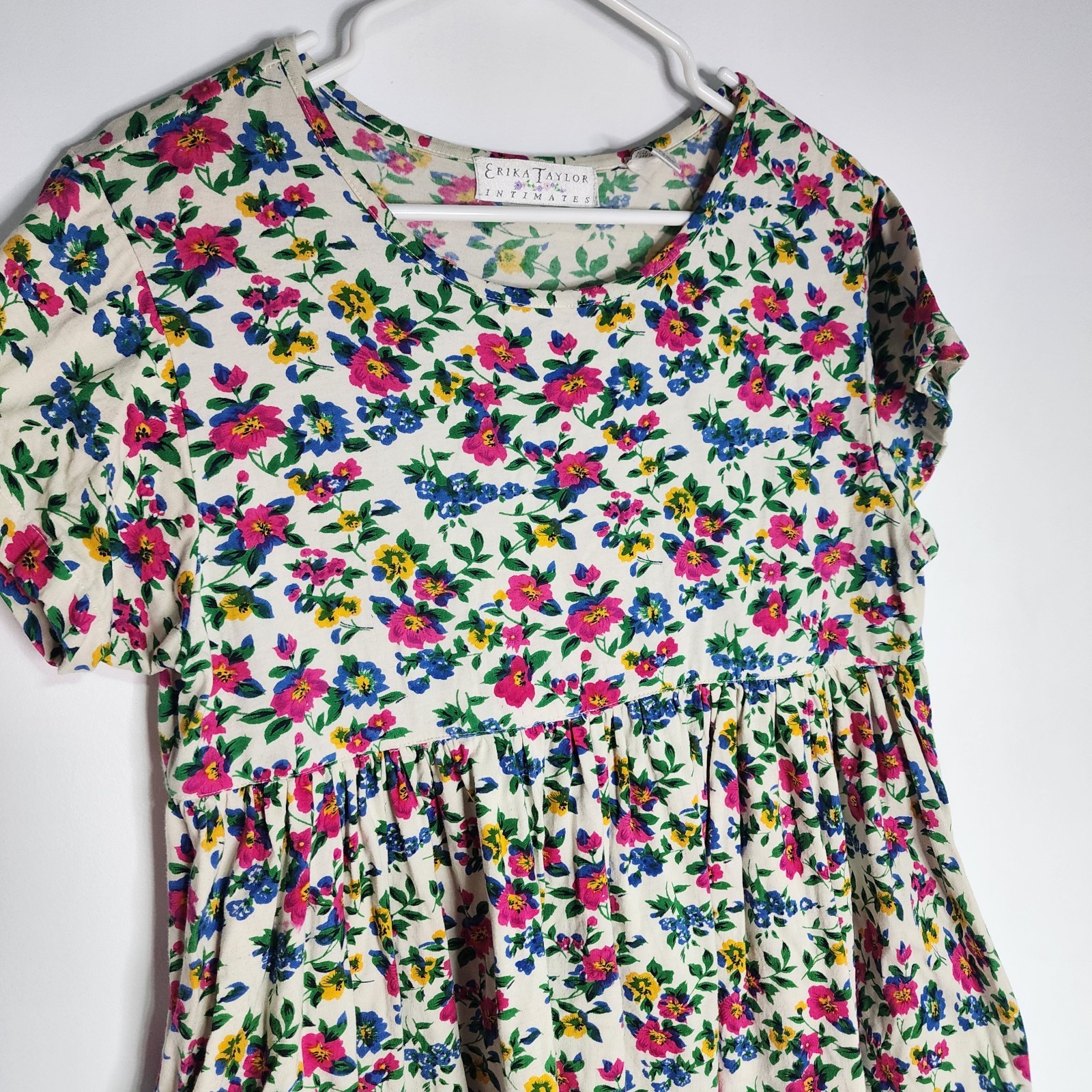 Vintage Erika Taylor Intimates Floral Dress 100% Cotton Size Small