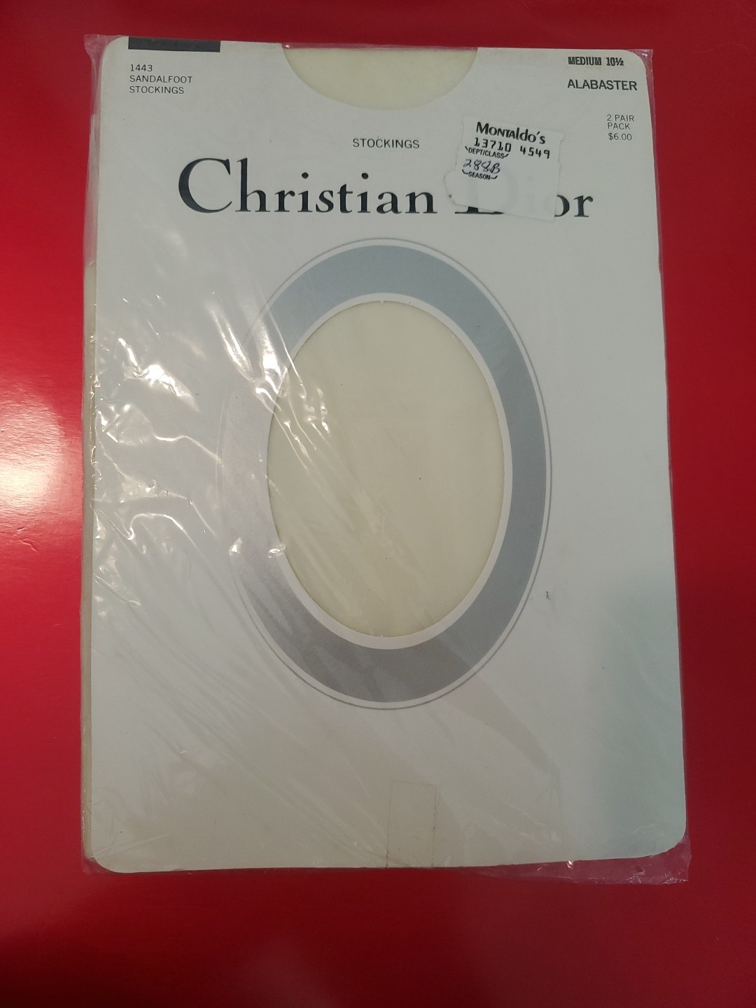 VTG Christian Dior Ultra Sheer Leg Sandalfoot Stockings Alabaster Medium 10.5