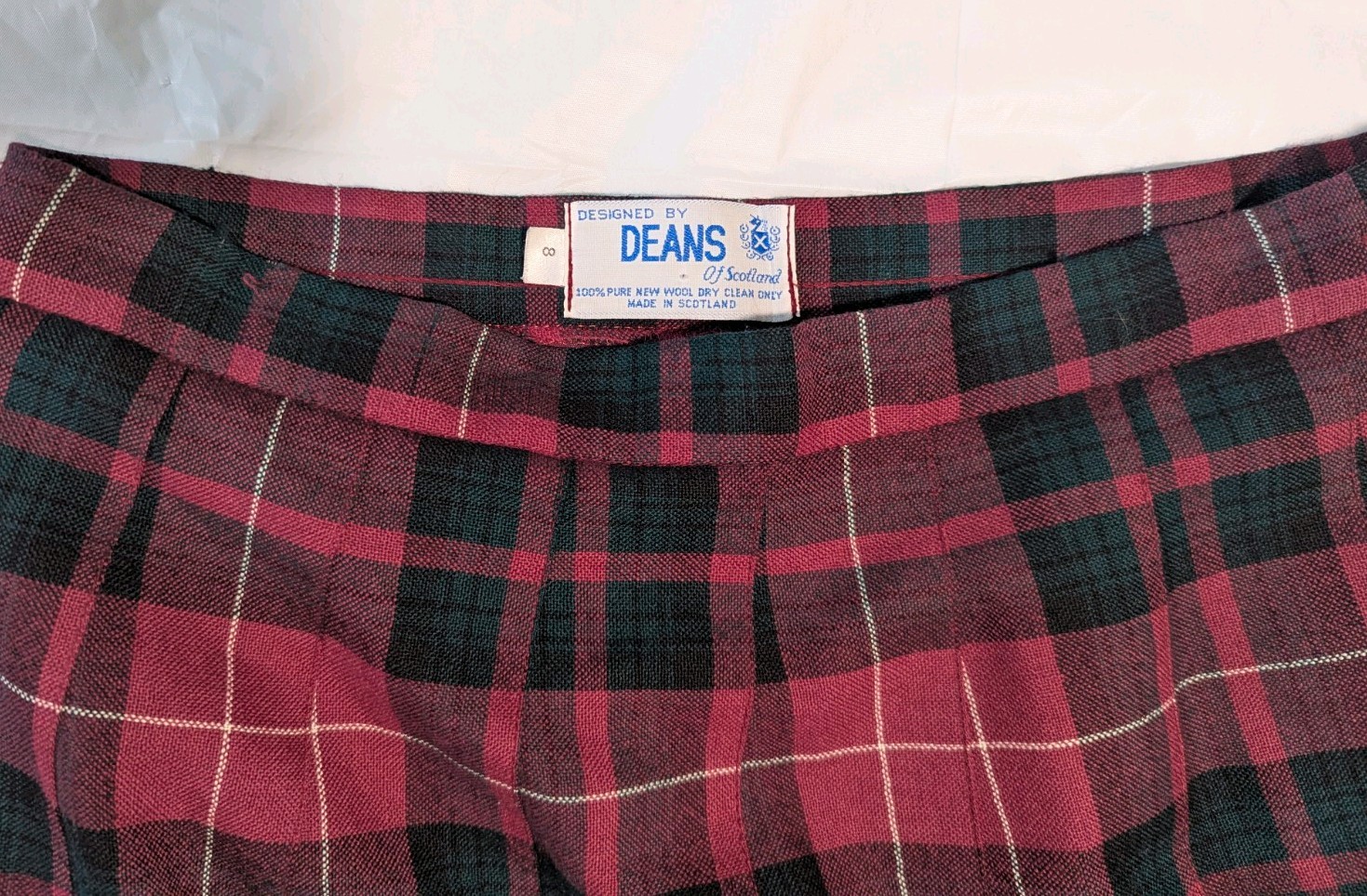 VTG Dean’s Of Scotland Women’s Red/Green Tartan Plaid Pleated Midi Skirt 28″x32″