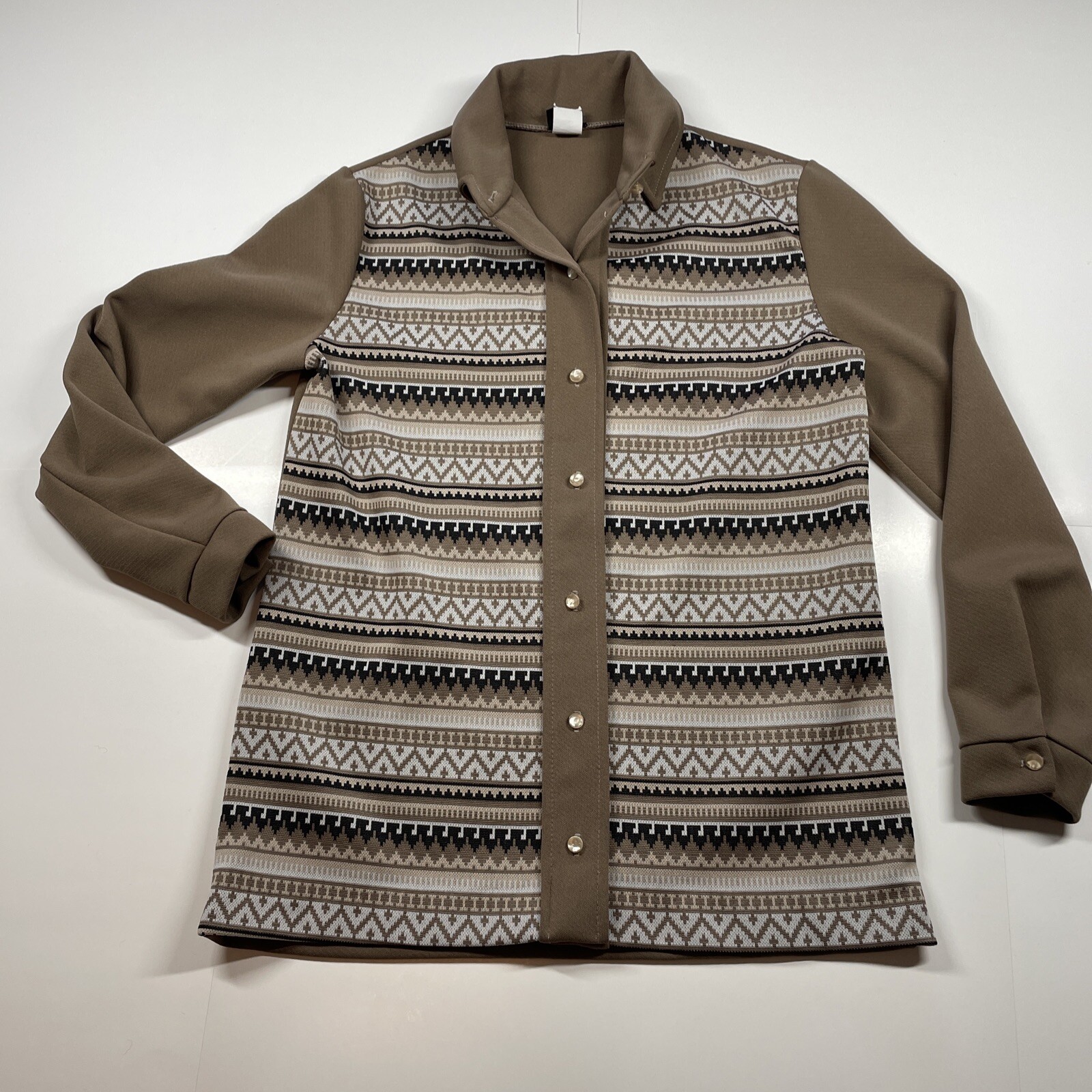 Stage 7 Western Shirt Womens Med Retro Aztec Long Sleeve Union Made Vintage