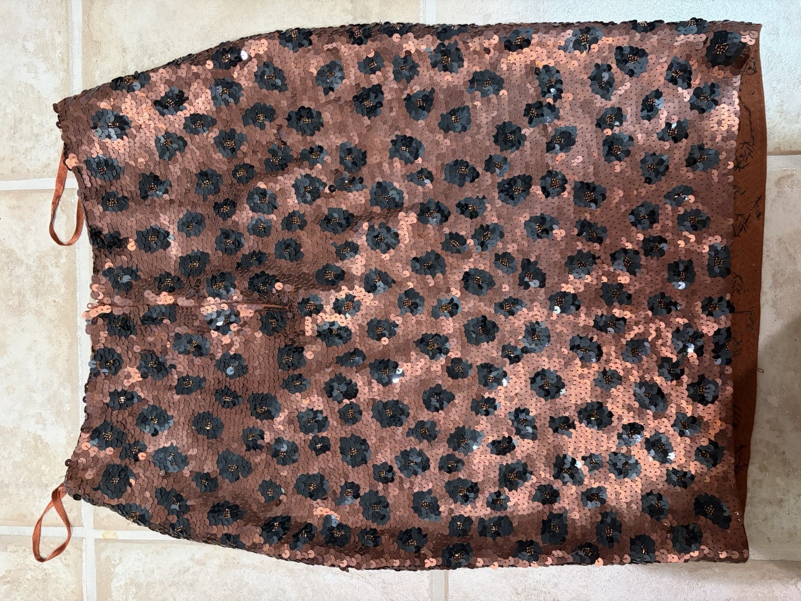 Vintage 1990s Carmen Marc Valvo Sequin Skirt & Jacket Size Small Leopard