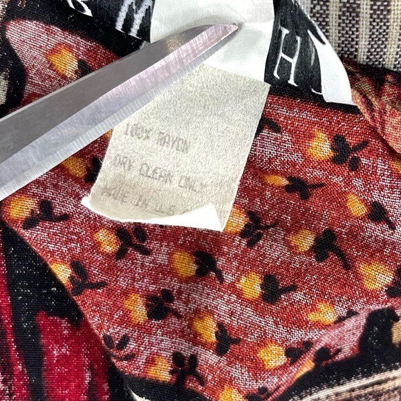 Vintage JD Wright Patterned Patchwork Vest Size 12 Red Black Cream