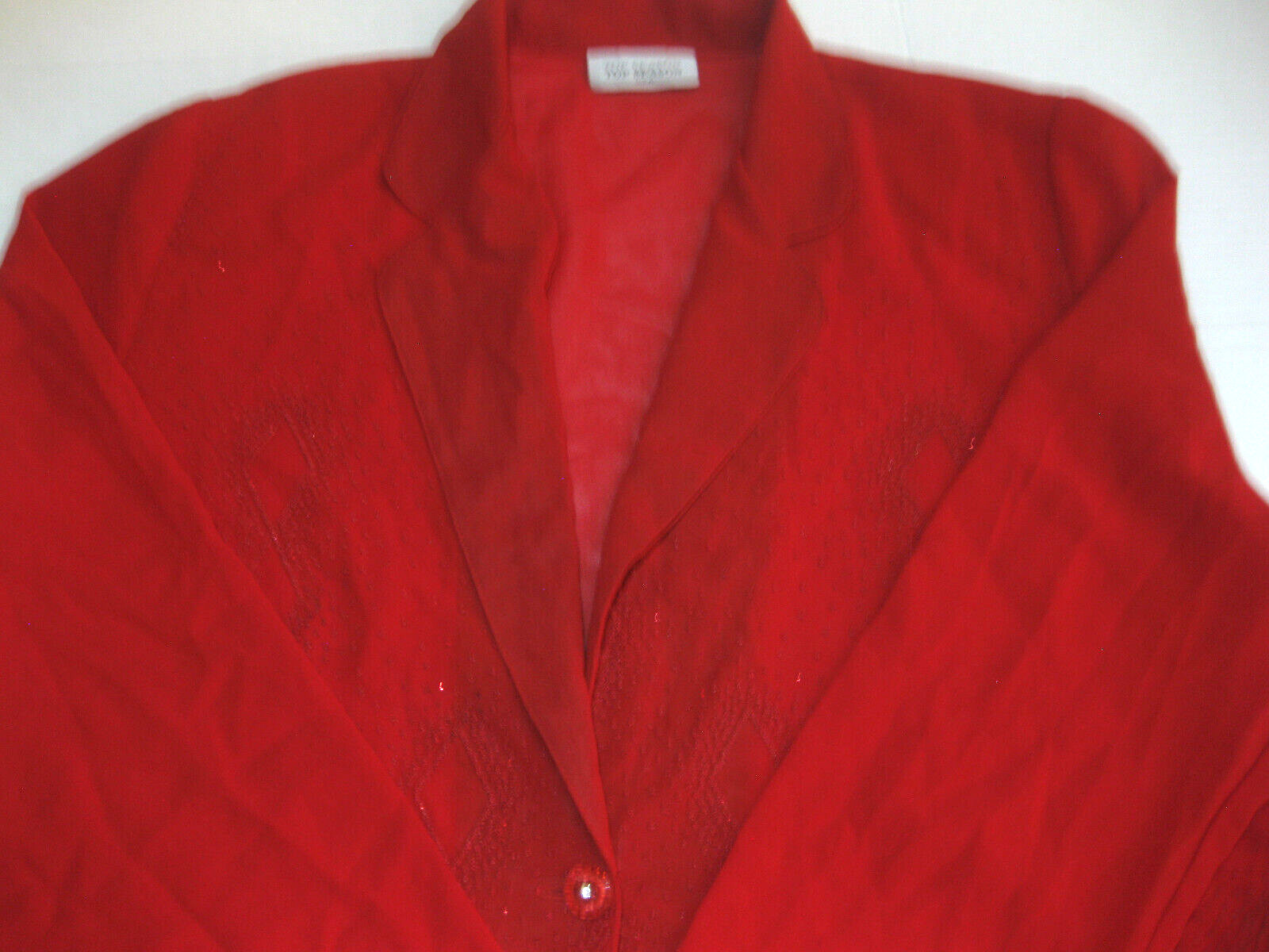 Vintage Womens Dressy Red Long Sleeve Bead Embellished Cardigan Jacket XL- 1X
