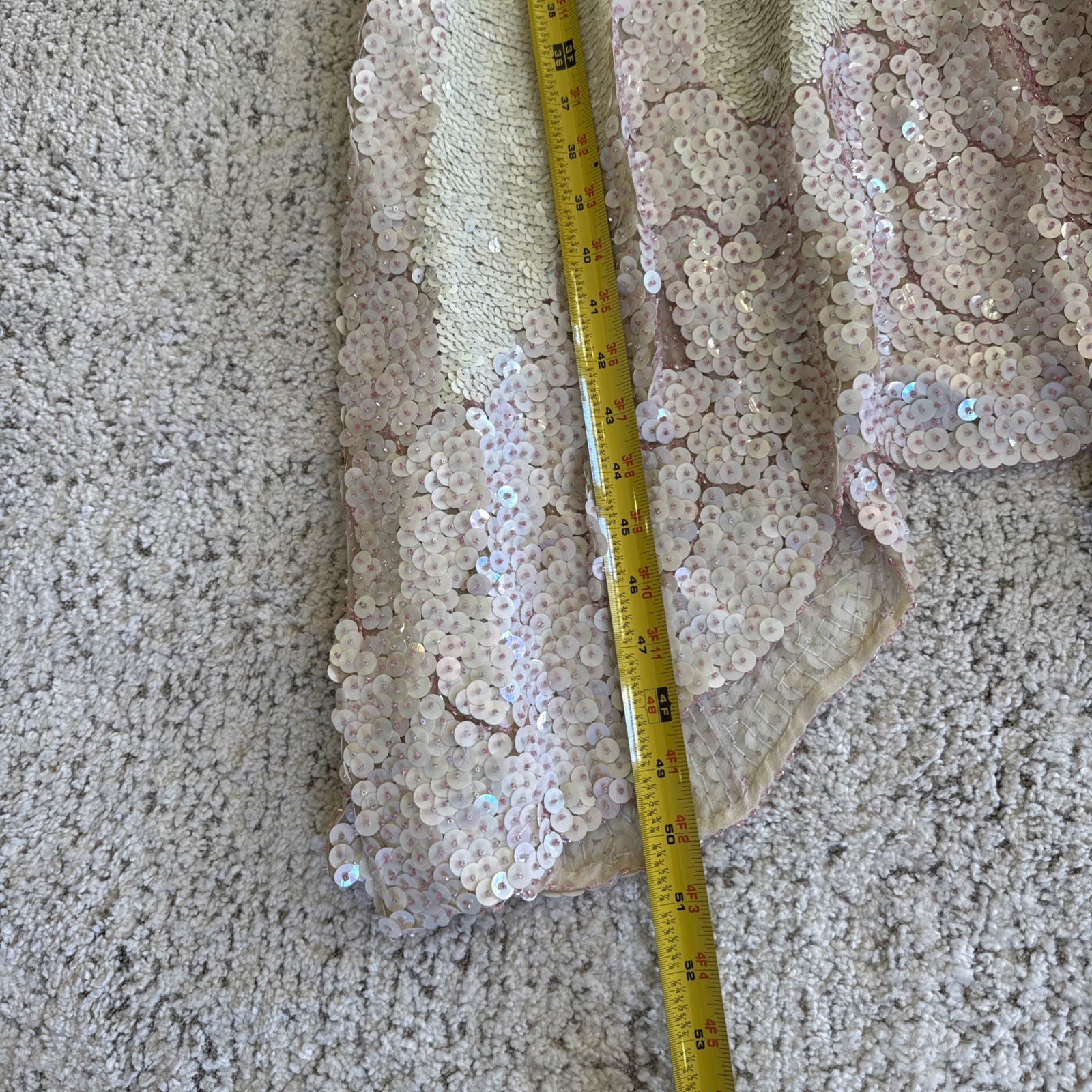 Vintage 80s Jenny Lewis London 100% Silk Sequin Dress Art Deco Handkerchief Hem