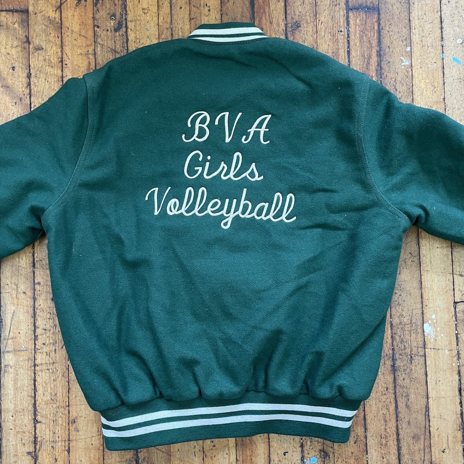2005 ~ VARSITY Large Green Wool Snap Up Custom VOLLYBALL High School Jacket