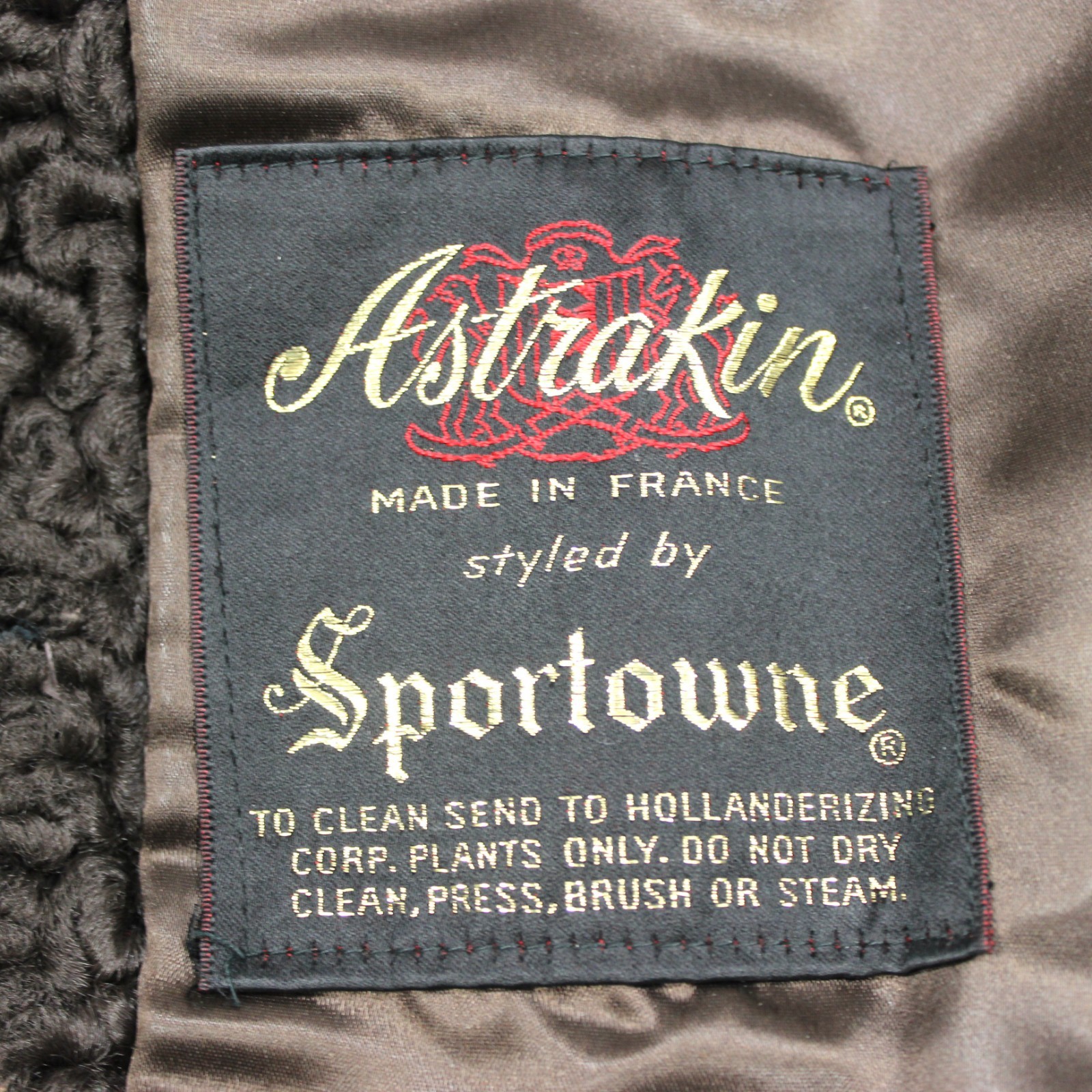 Vtg 50s Sportowne Astrakin Faux Curly Lamb Swing Coat Real Mink Collar Sz M