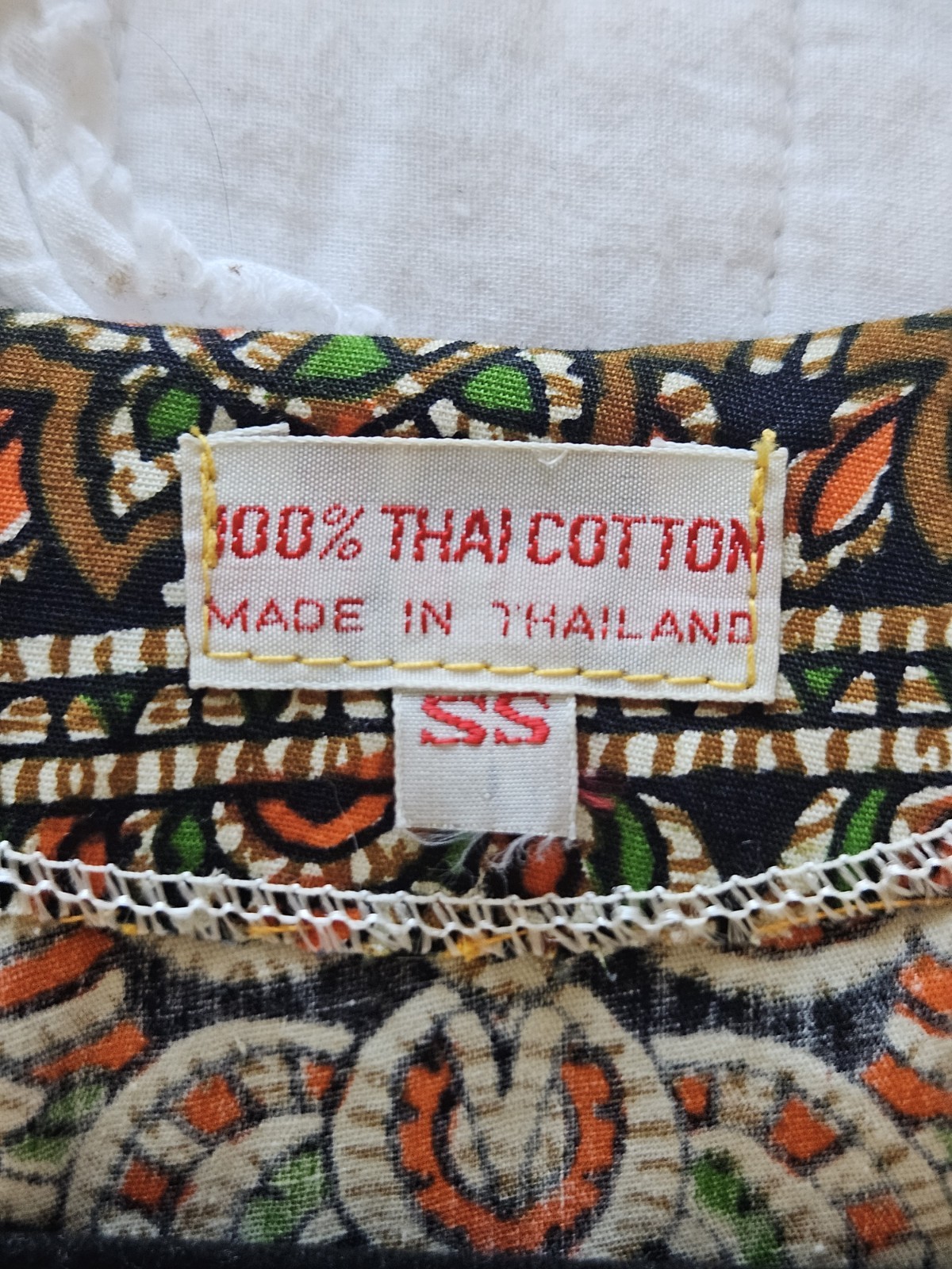 Vtg Thai Cotton Vibrant Yellow Printed Ethnic Asian Maxi Dress Kaftan XS