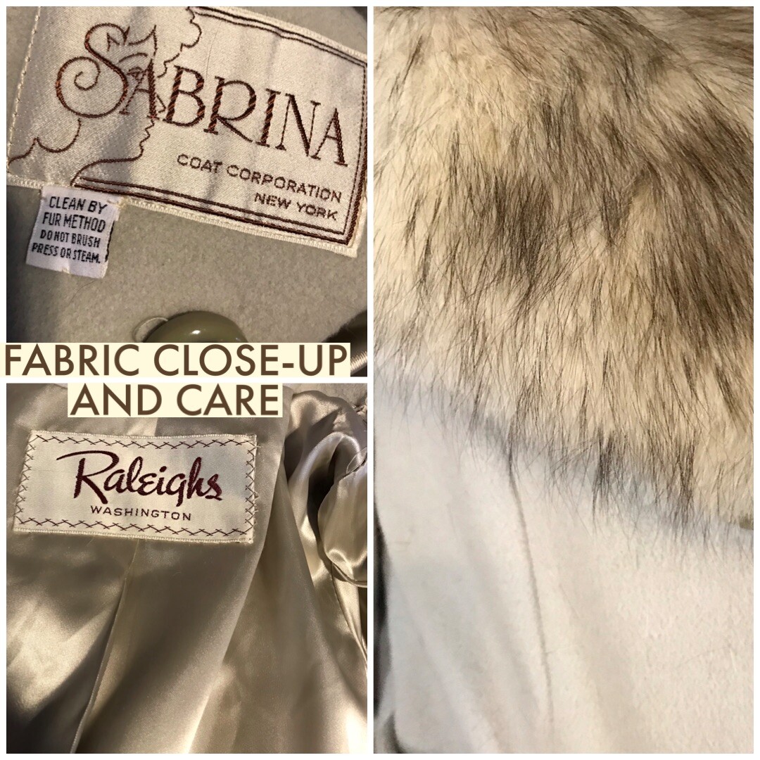 VINTAGE CIRCA 1970’S SABRINA GRAY WOOL AND FOX FUR COLLAR COAT SZ APPX SMALL