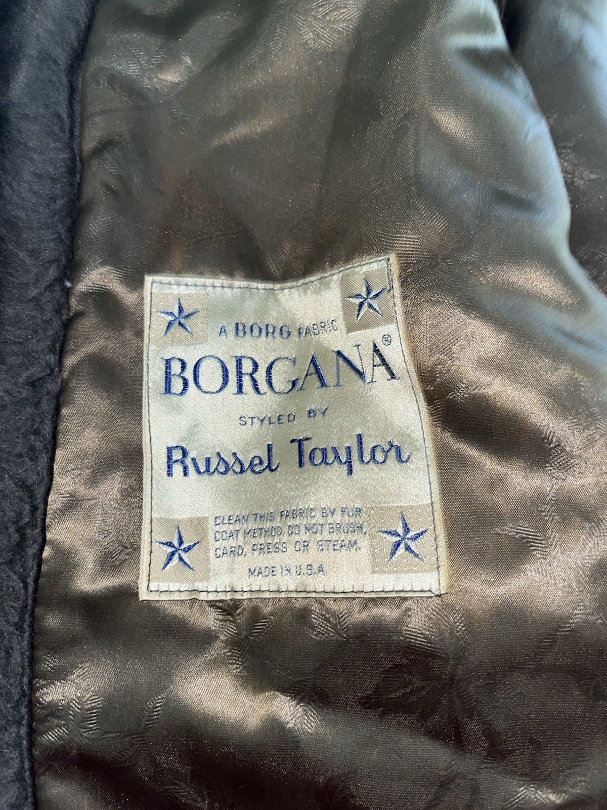 Vintage Borgana Brown Faux Fur Coat Lined Russel Taylor Union Made USA Size 12