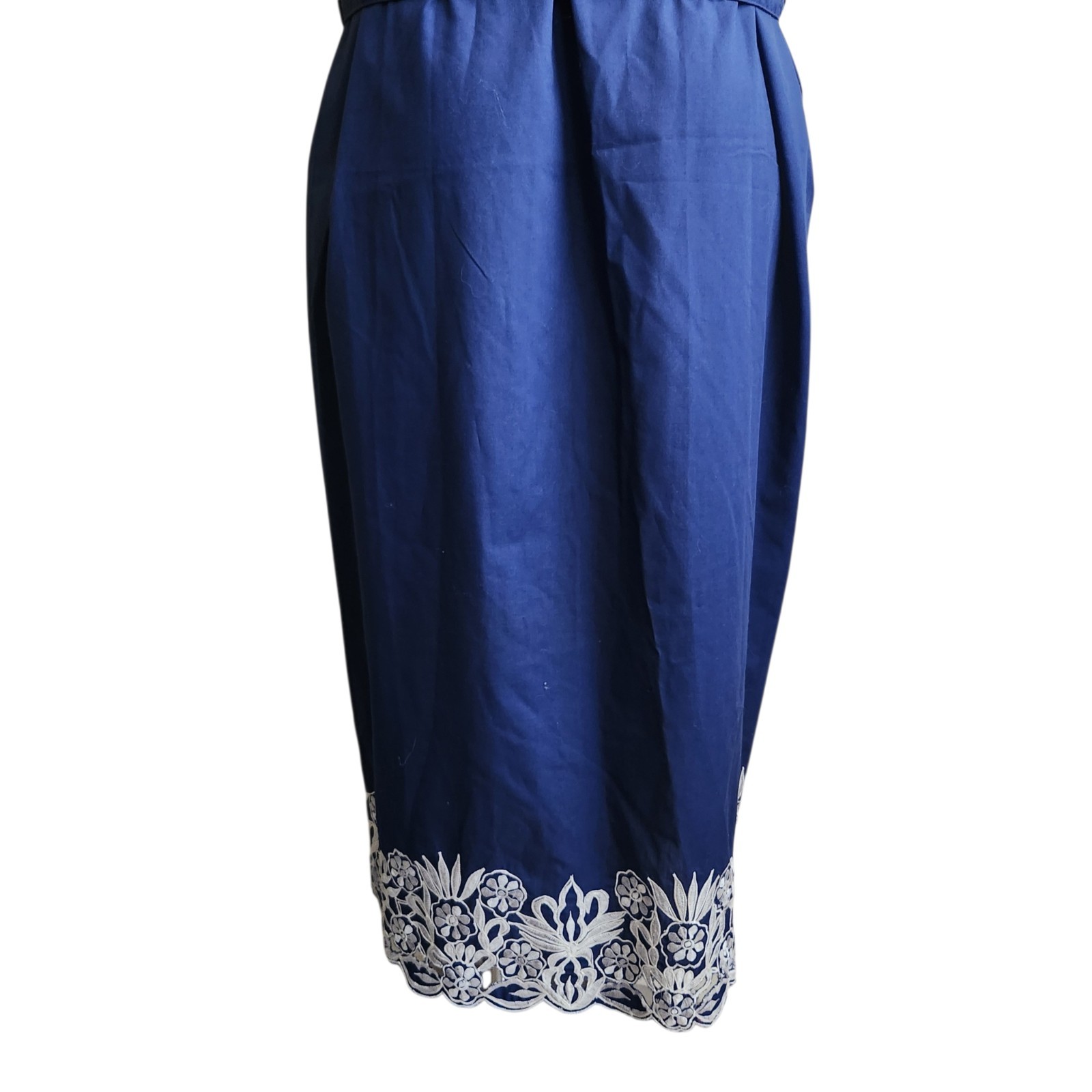 VTG 60s Caro Of Honolulu Hawaiian Aloha Dress Embroidered Blue MCM Boho Hippie