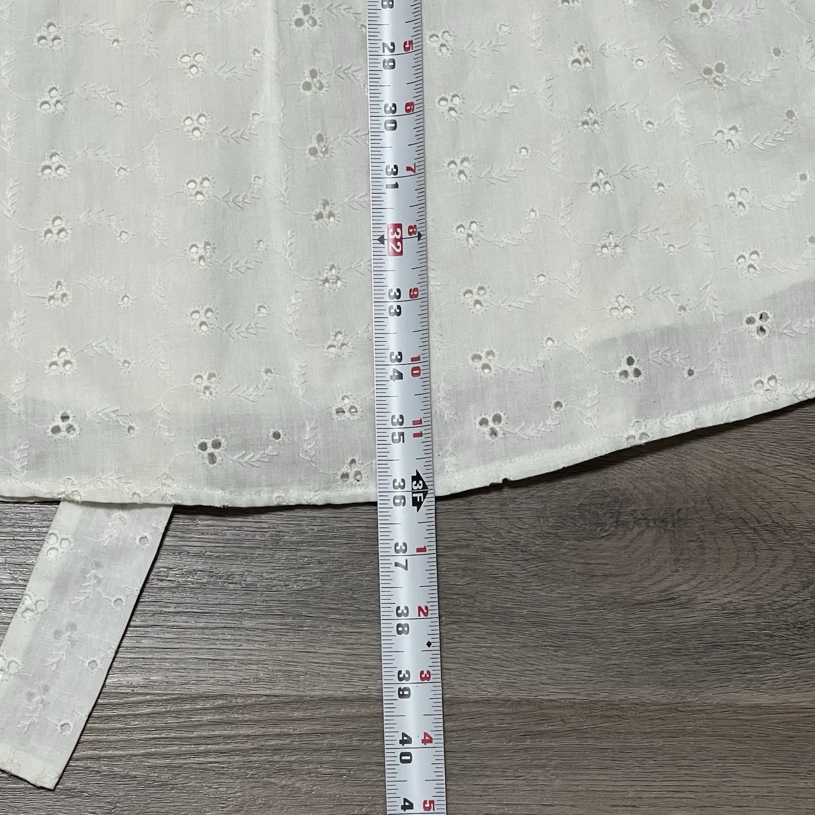 VTG Candi Jones California Size 9 Dress White Eyelet Lace Tie Shoulders 1970s