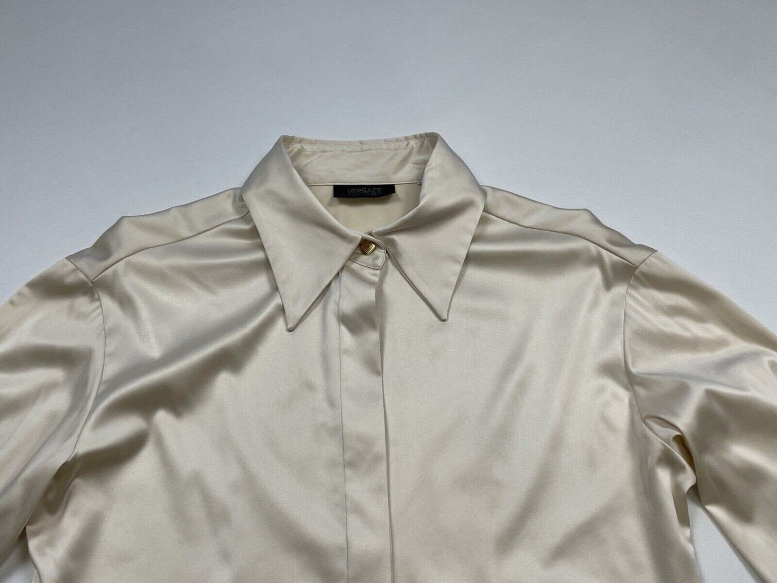 Vintage Versace Classic V2 Silk Shirt Ivory Blouse Top Size 44