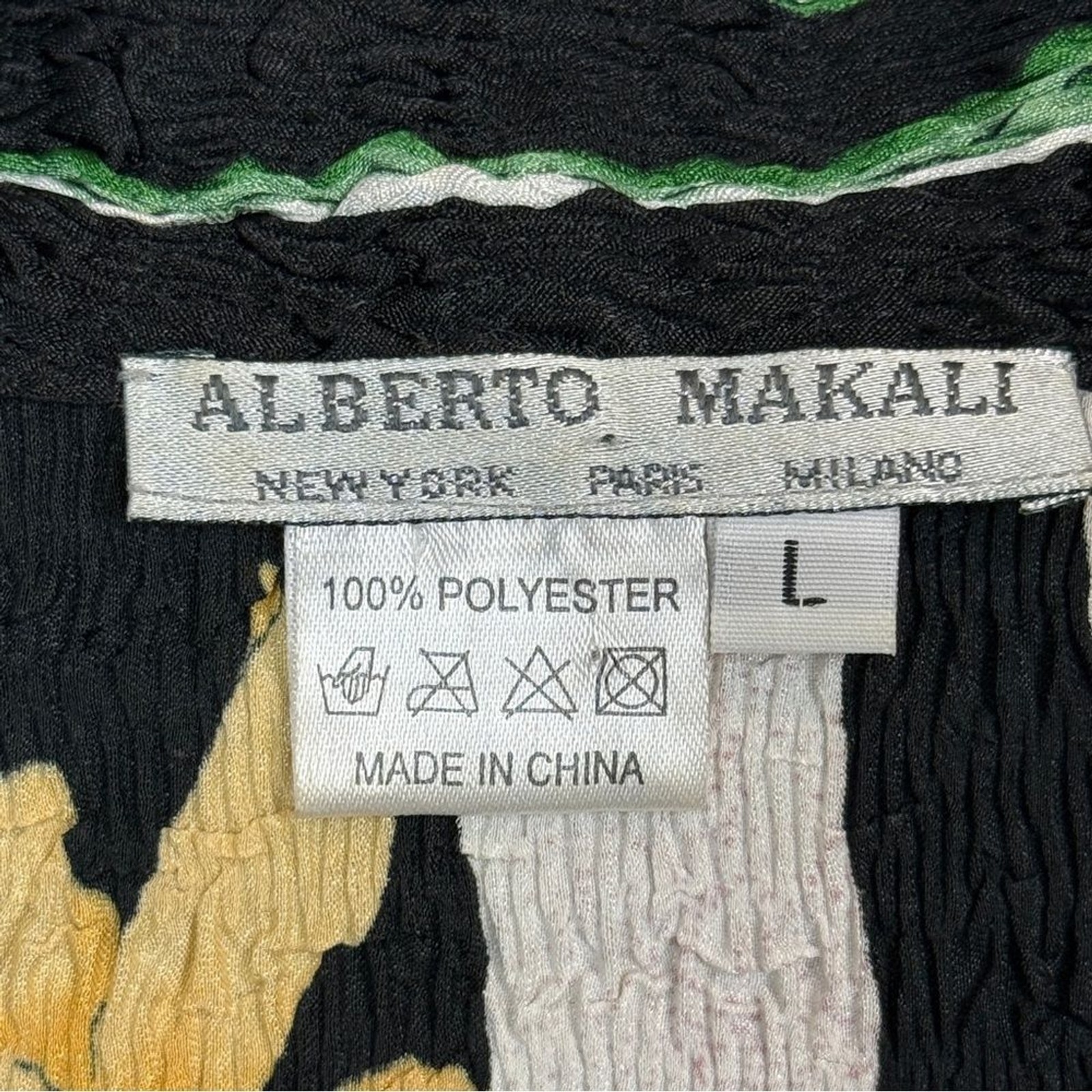 Vintage Alberto Makali Floral Crinkle Sequin Shirt L