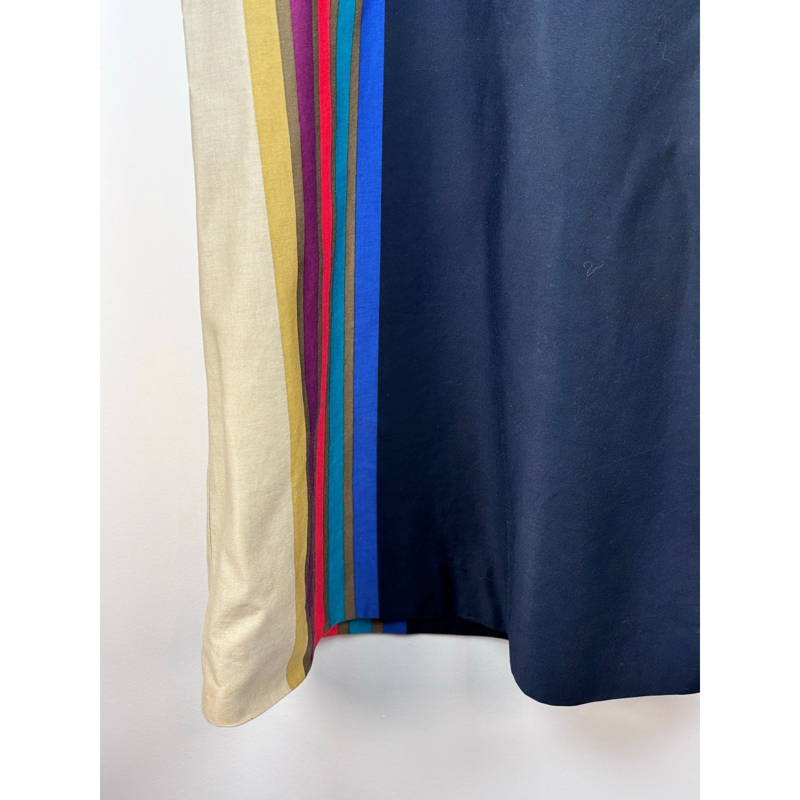 Katherine Ogust Penthouse Gallery Vintage Color Block Stripe Dress Black 70s