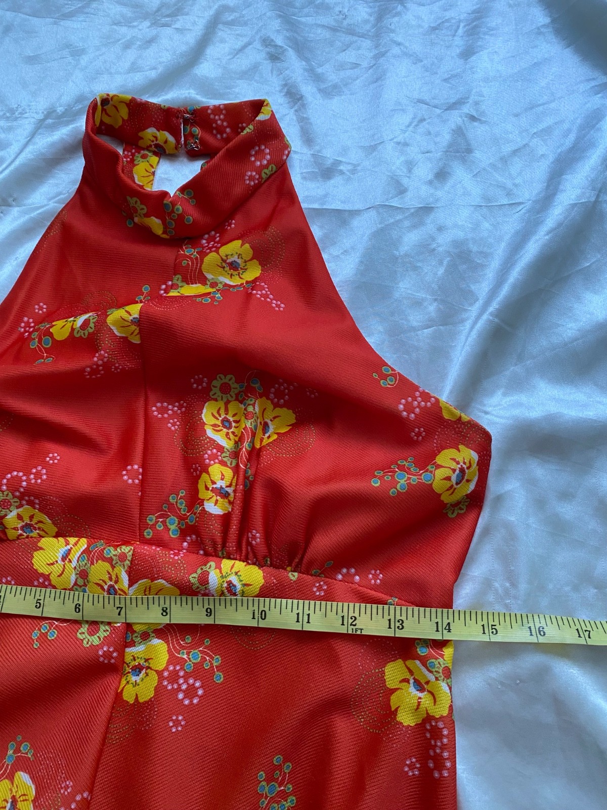 Rare Vintage 1970s Orange Floral Maxi Dress Jacket Hooded Boho Unique Small