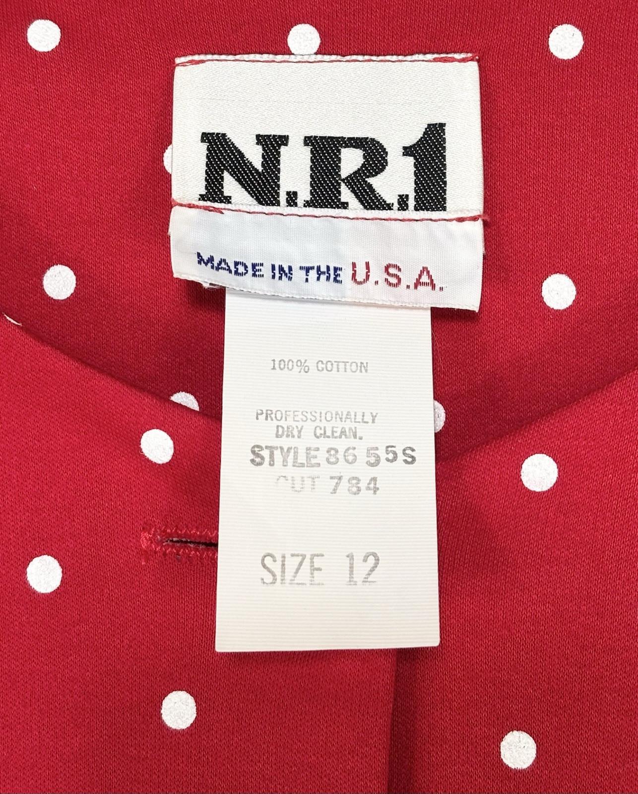 Vintage 80s Ned Gould Red White Polka Dot Midi Skirt & Cardigan Set Size 12(M/L)