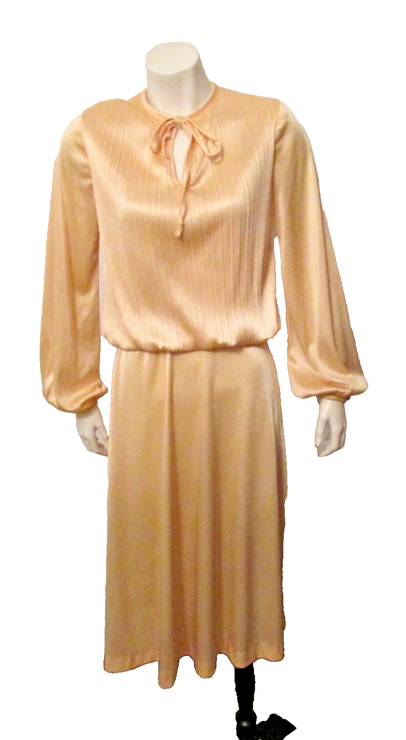 70’s Sue Brett Pleated Blouson Keyhole Disco Dance Clubwear Dress 7/8 USA made