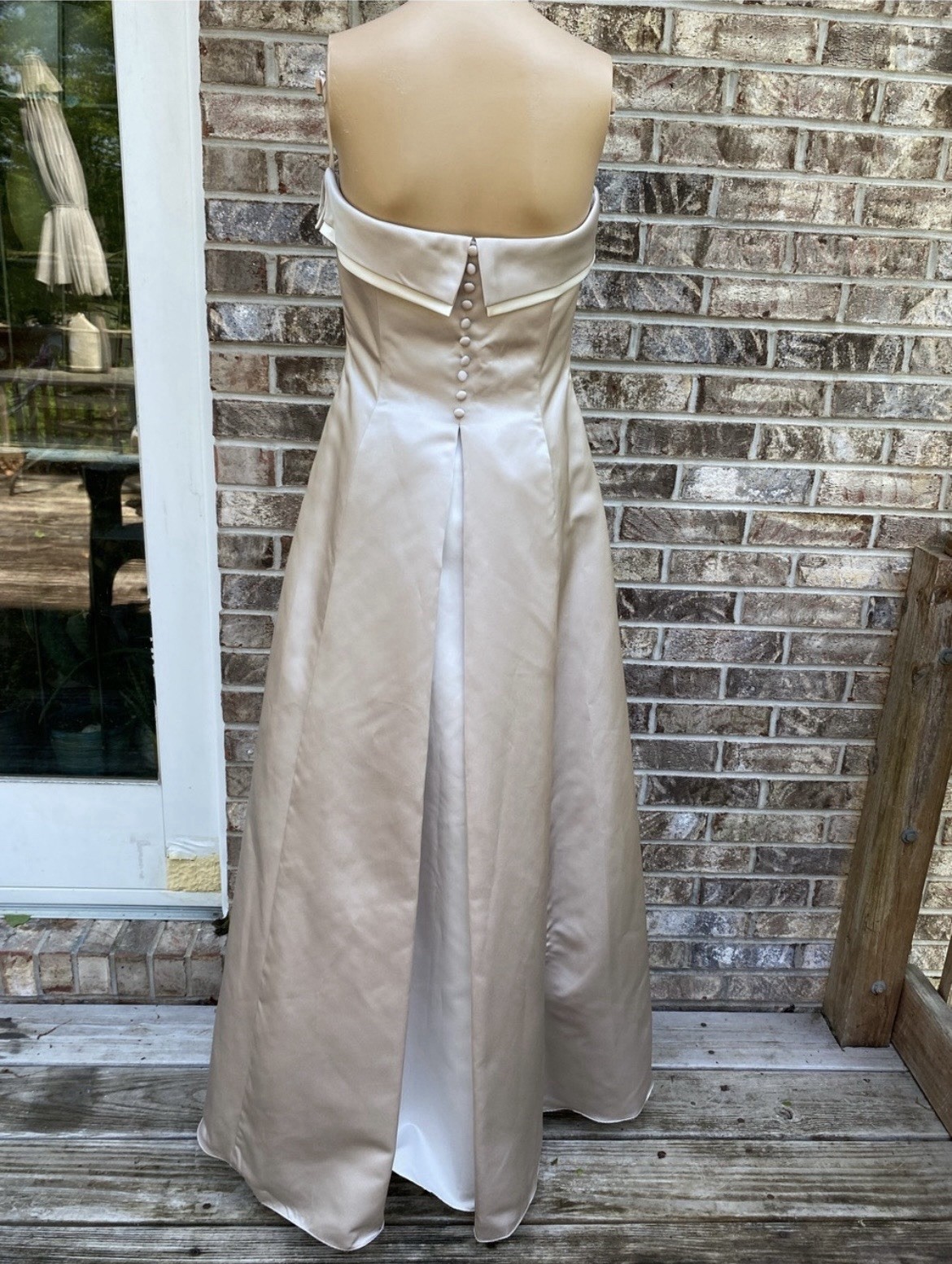 Vintage 90s Michaelangelo Strapless Satin Gown in Cream Size 6
