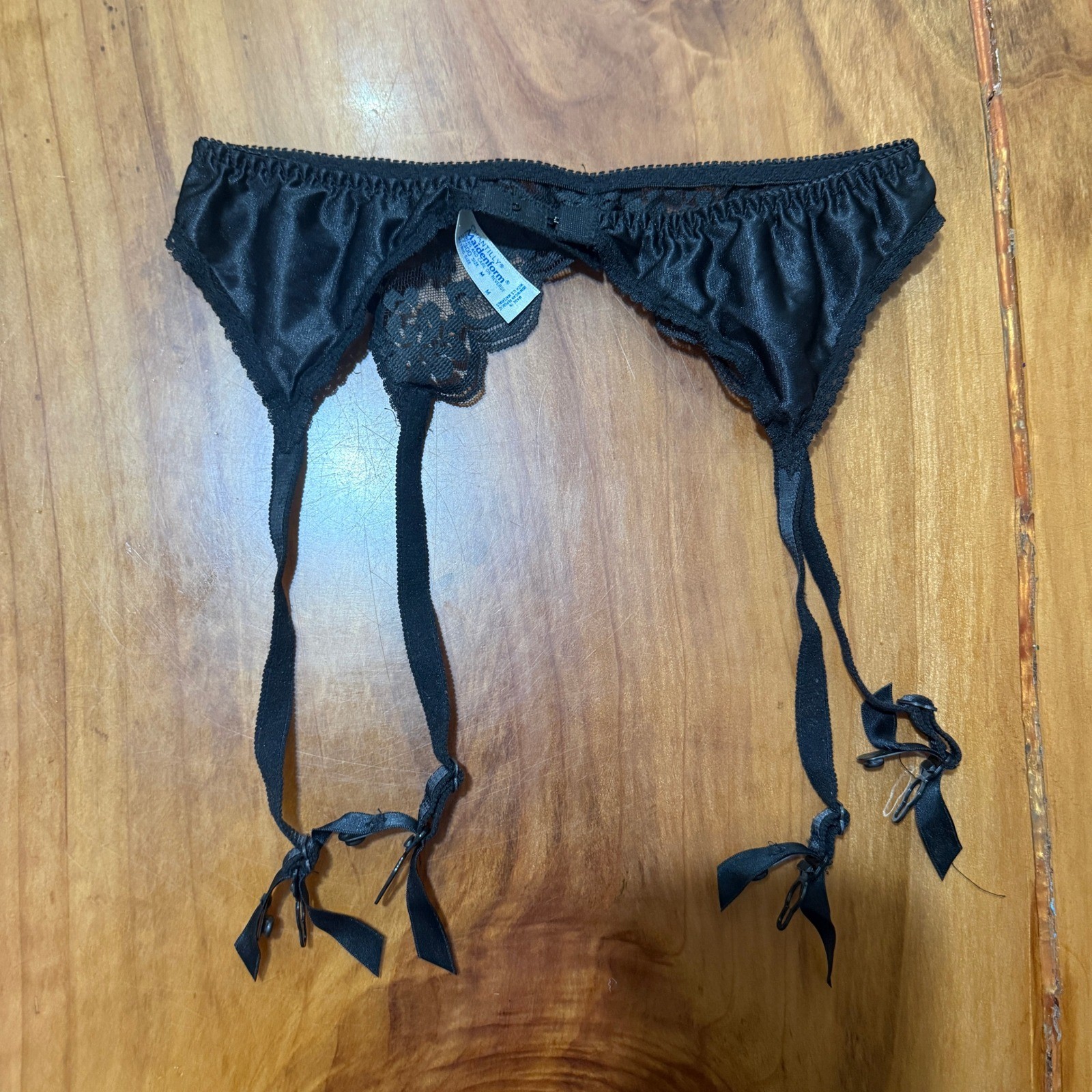 Vintage Chantilly Maidenform Garter Belt Lingerie M Sheer Floral Lace E4-23