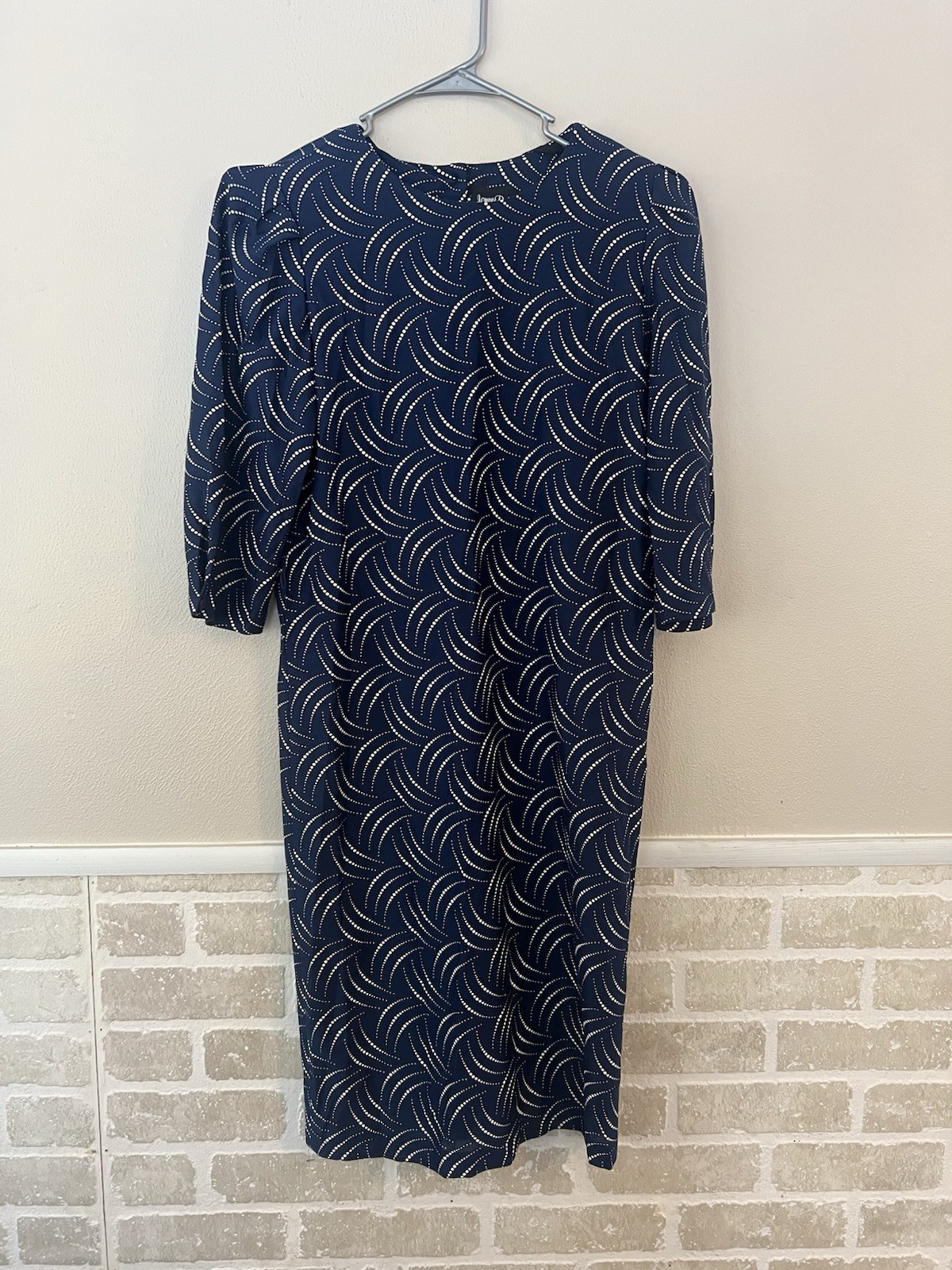 Vintage Jeremy Petites Navy Abstract Dot Dress w Cropped Bolero Made USA