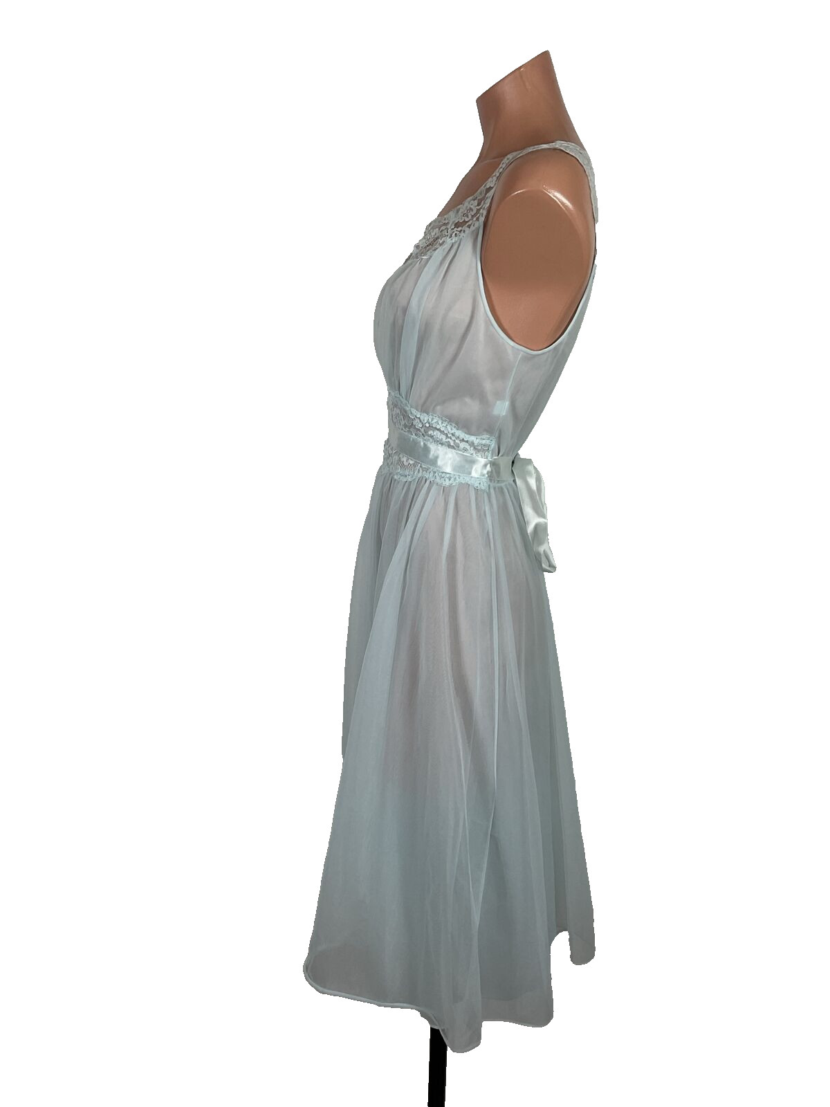 VTG PERMA PLEAT CHIFFON LACE 200″ SWEEP Peignoir ROBE Gown Cape 3pc Set RARE!!!