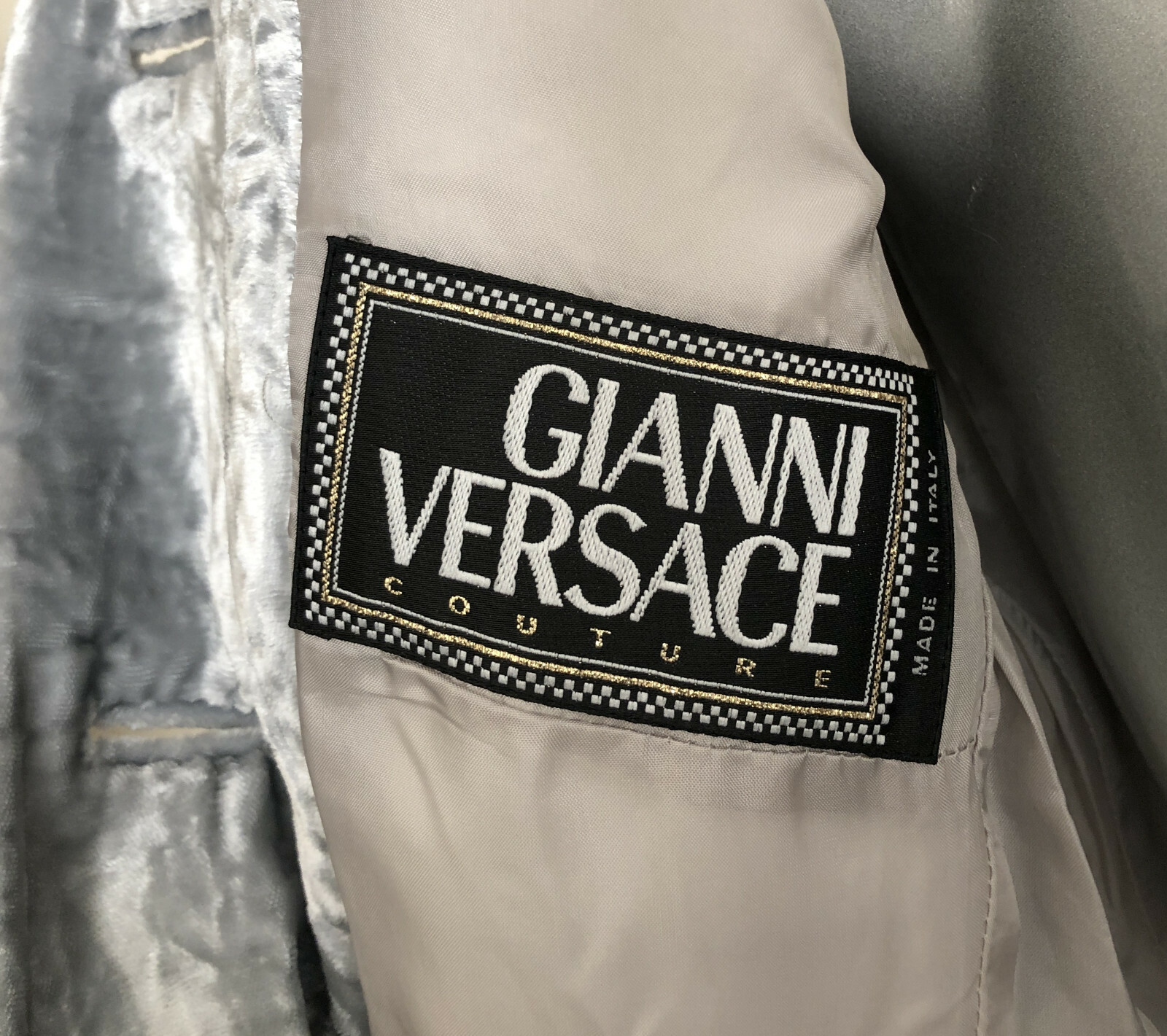 Gianni Versace Vintage 90s Very Rare Crushed Velvet Skirt Suit IT 38 UK 6-8
