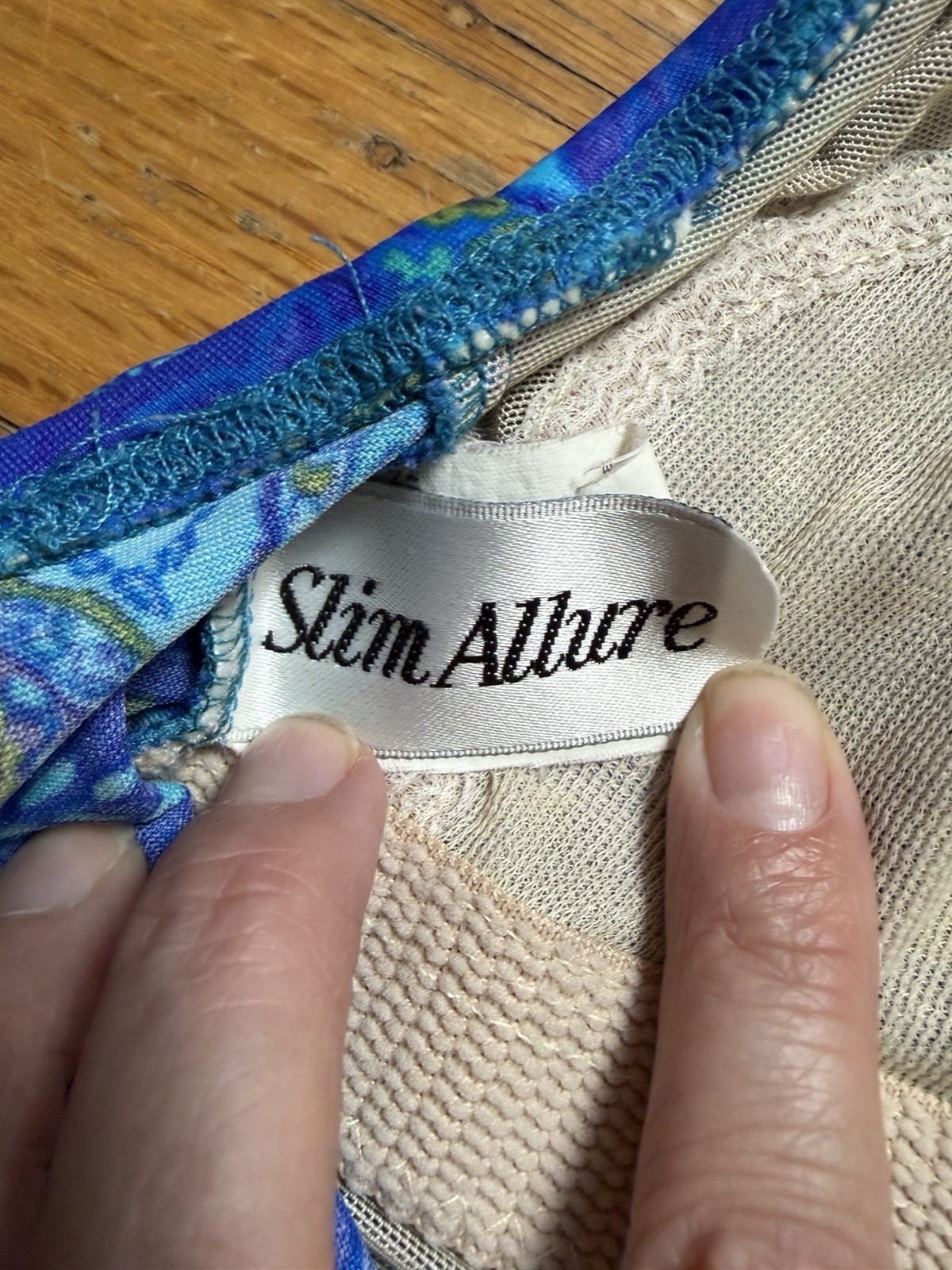 Vintage 80s 90s Slim Allure Swimsuit & Wrap Cover Up Set Sz 10 One Piece Blue