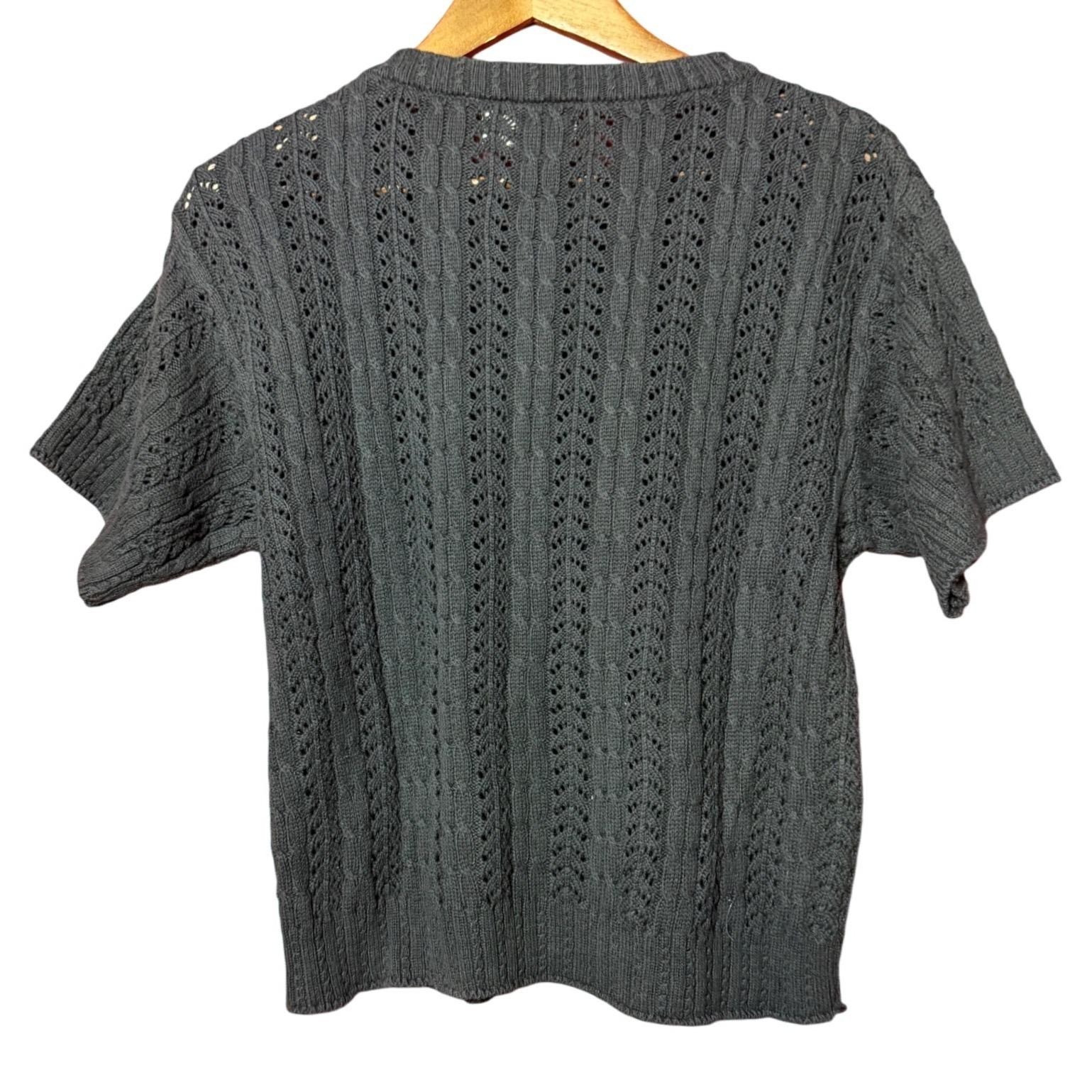 VTG JG Hook Women Medium Black Pointelle Embroidered Knit Layer Shirt Lagenlook